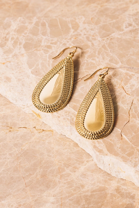 Gervais Teardrop 18K Gold Plated Brass Earrings - Elegant Dangle Drop Jewelry for Women, Perfect for Weddings, Parties & Special Occasions