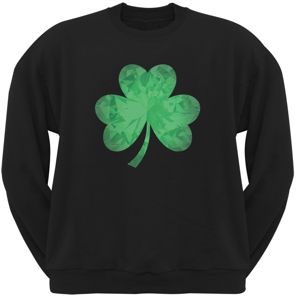 St. Patrick's Day Shamrock Black Sweatshirt for Adults - Sparkling Jeweled Pullover - Small Size - Perfect for Irish Pub Crawls & March Festivities
