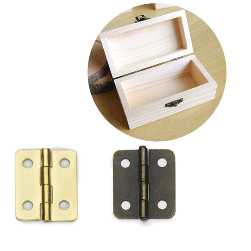 Healifty 20pcs 1:12 Scale Miniature Hinges for Dollhouse Furniture - Brass Cabinet & Closet Hardware with 80 Screws - Perfect for DIY Dollhouse, Model Building, and Miniature Projects