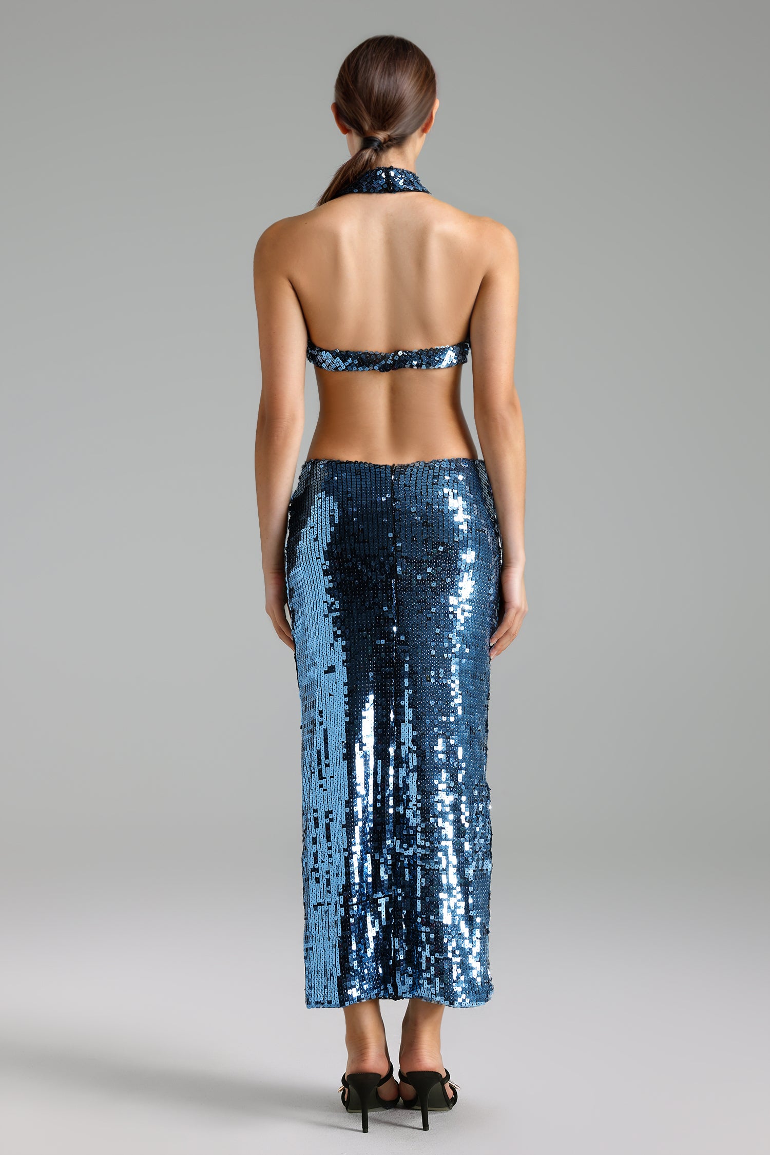 Irene Sequin Halter Maxi Dress for Women - Elegant Evening Gown for Parties, Prom, Wedding Guest & Special Occasions