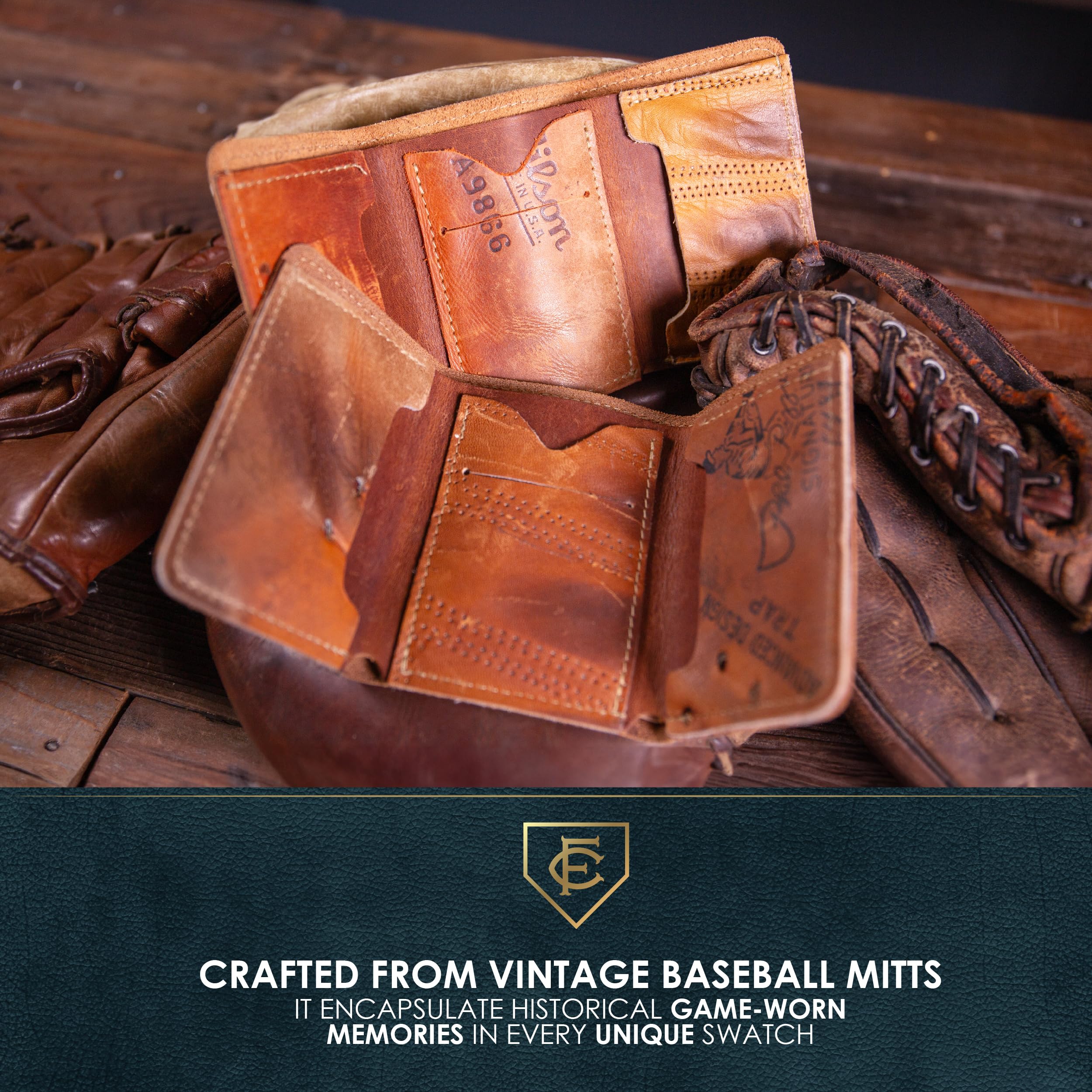Vintage Leather Trifold Wallet for Men - Handcrafted from Genuine Baseball Gloves | RFID Blocking | Slim Bifold Design | Perfect for Everyday Carry & Travel | FC Goods