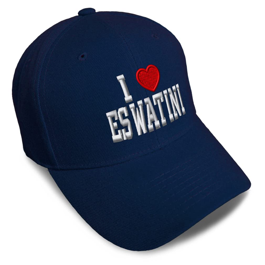 1 Piece Baseball Cap 'I Love Eswatini' Dad Hat for Men & Women - Adjustable Strap Closure One Size Fits All - Perfect for Outdoor Sports, Travel & Casual Wear