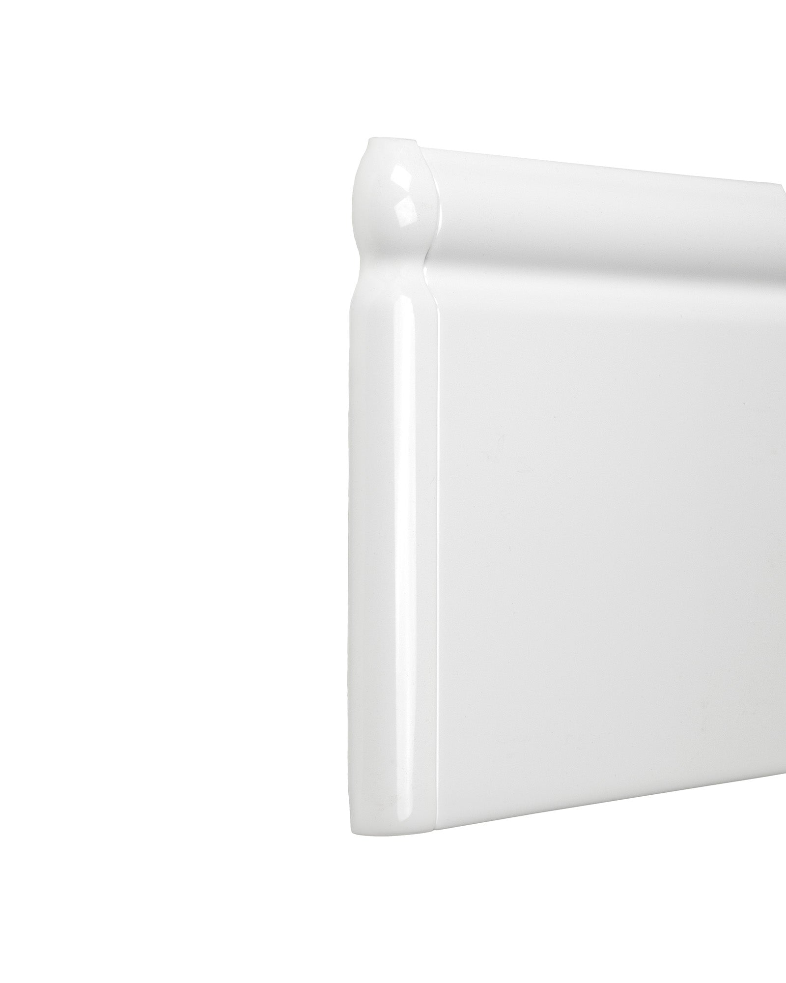 Kakel Cambridge White Glossy Floor Skirting Tile Trim - Perfect for Bathroom, Kitchen & Home Renovation Projects