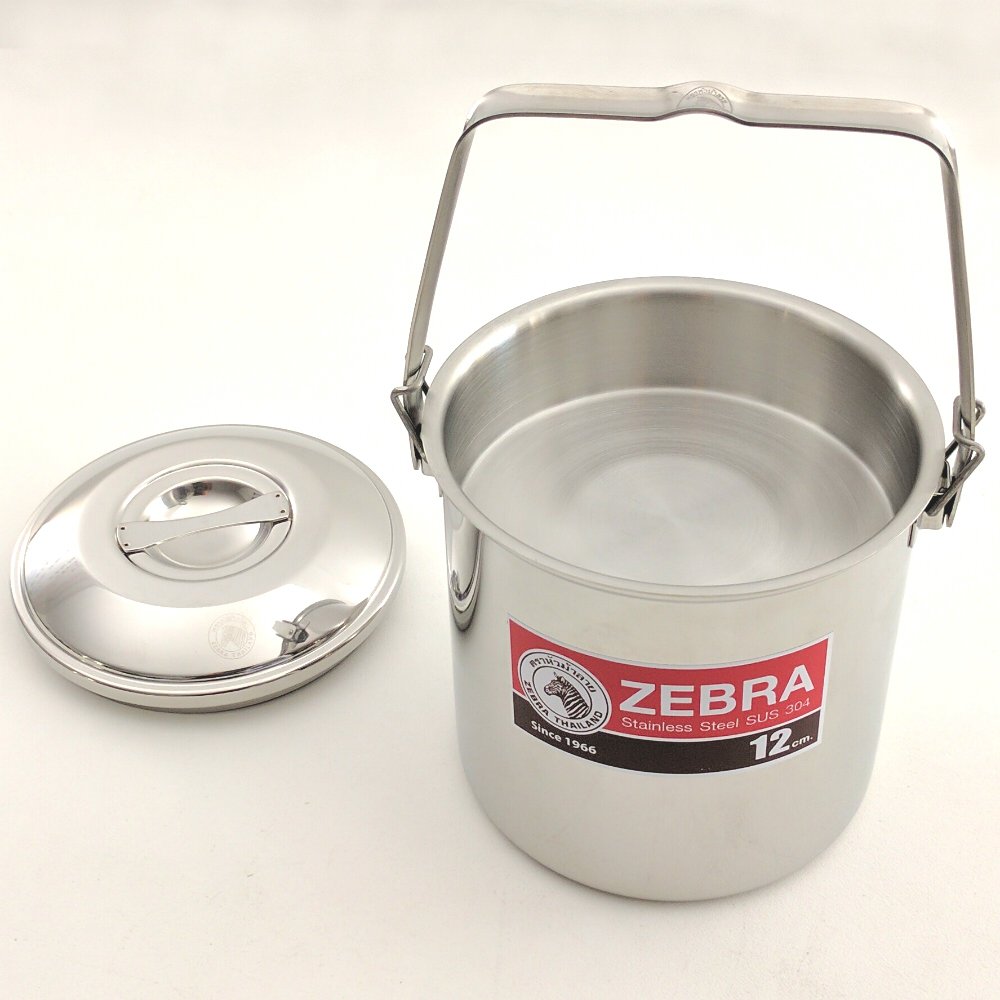 Stainless Steel Firebox Locking Bail Handle Camping Pot - Zebra Loop Handle Bushcraft Cookware Kit with SS Handle Clips (Pre-Installed) for Outdoor Cooking, Camping & Survival Gear