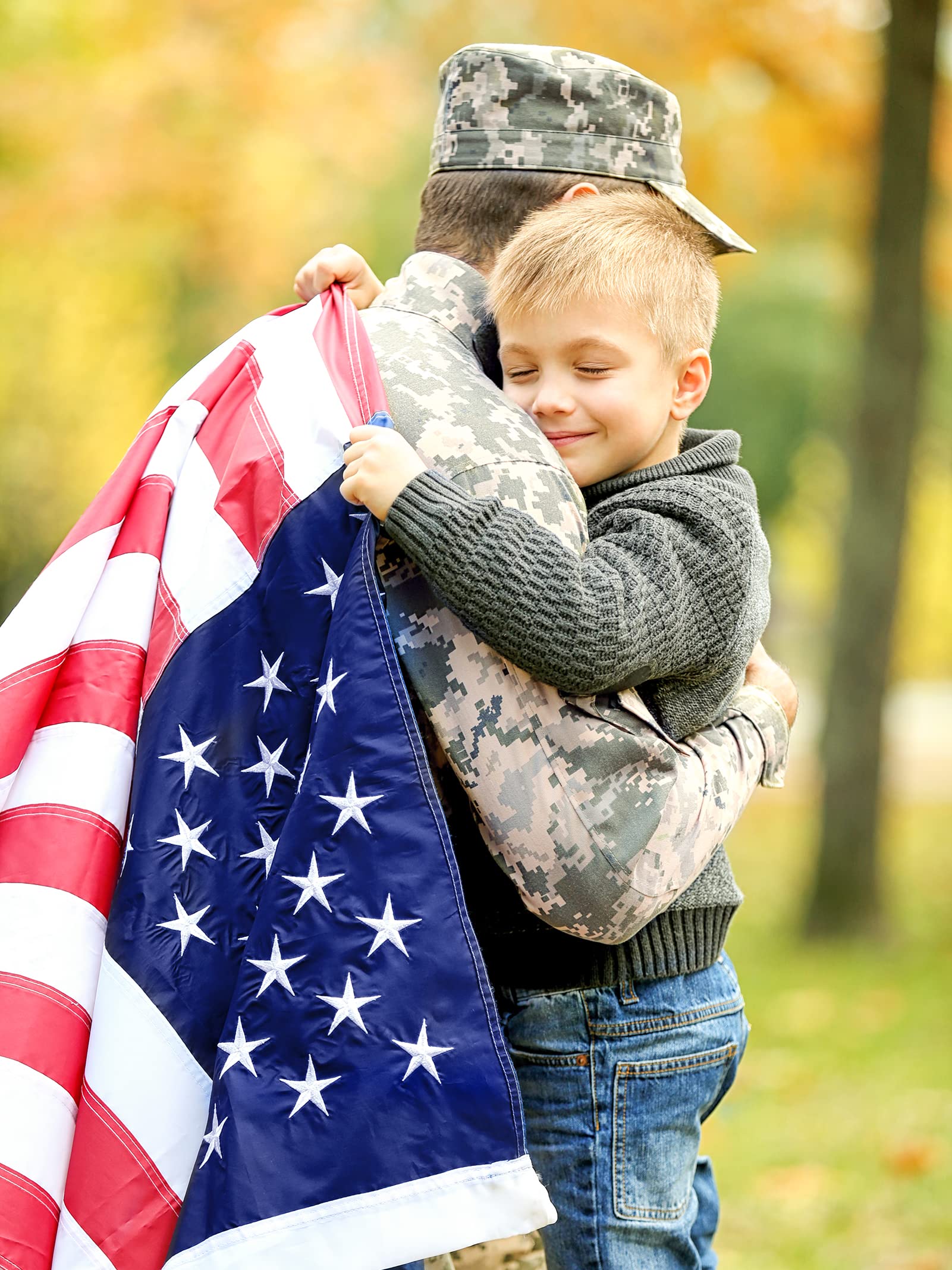 3x5 Heavy Duty American Flag - Outdoor US Flag with Embroidered Stars & Brass Grommets - Durable Sewn USA Flag for Patio, Garden, and Home Decoration