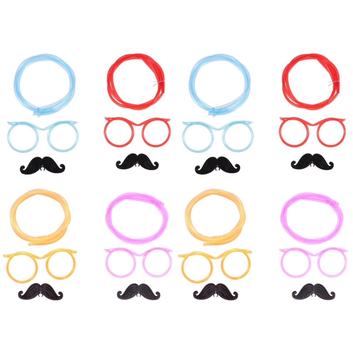 Bestoyard 8-Piece Party Straws Set - Fun Mustache Drinking Glasses for Birthday, Halloween & Themed Parties - Novelty Straw Eyeglasses for Kids & Adults - Perfect for Costume Parties, Bachelorette & Celebrations