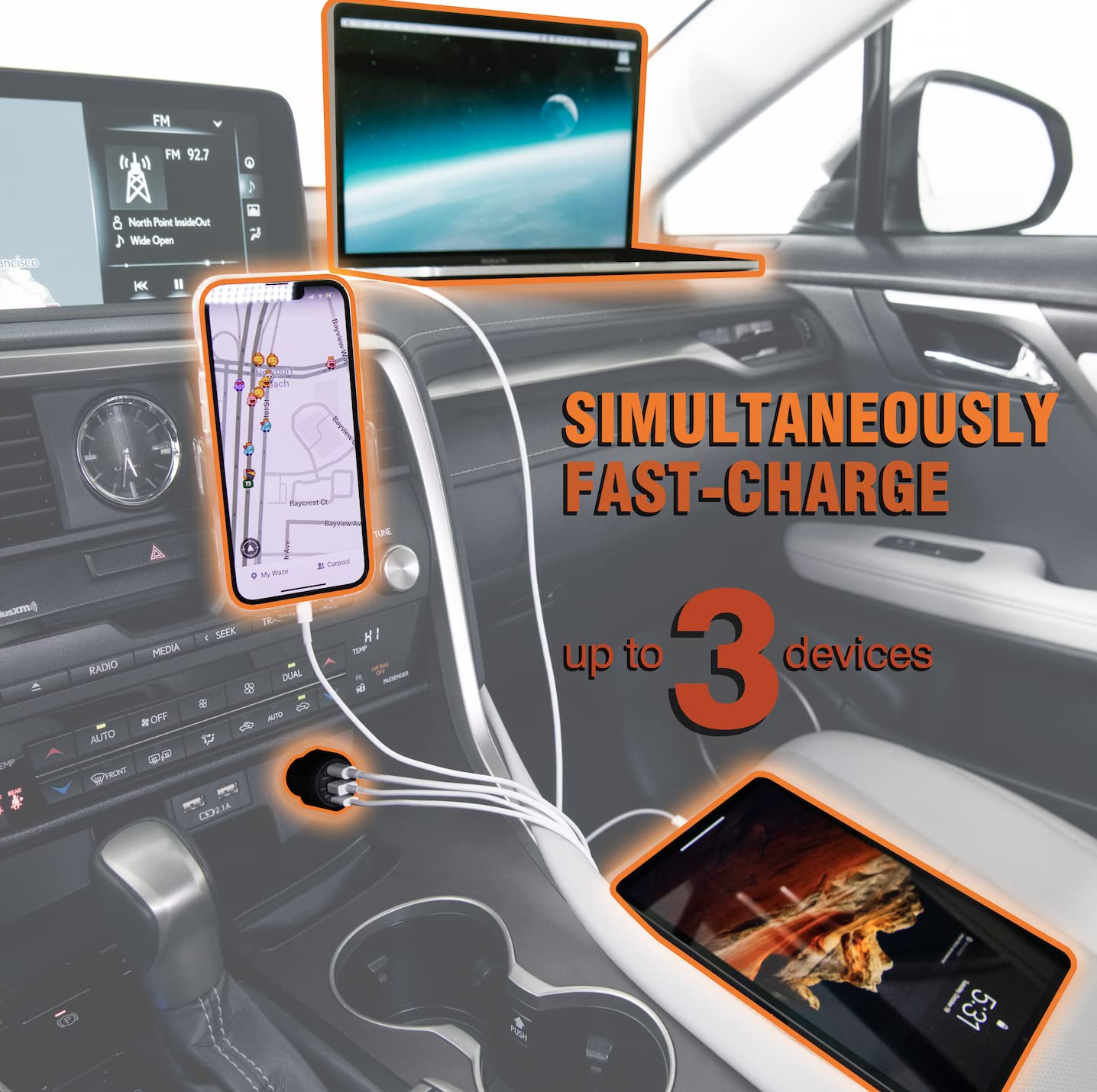 101W USB-C Car Charger with Triple Port - Super Fast PPS & PD 3.0 Car Adapter for iPhone 16, Samsung S24 Ultra, MacBook, iPad, Pixel 8 - Smart Power Management - Perfect for Road Trips & Long Drives