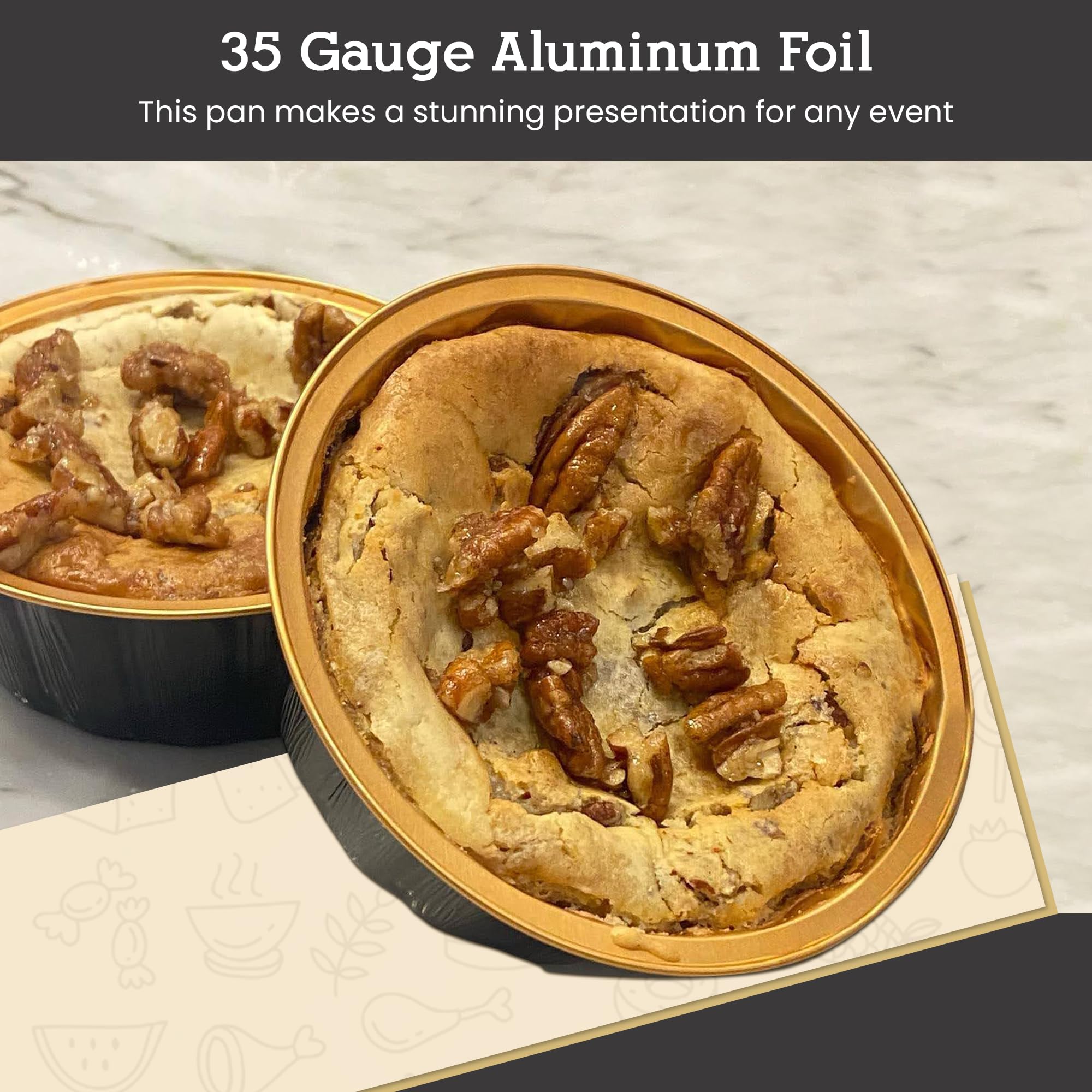 KitchenDance 8 oz Disposable Round Aluminum Foil Pans Without Lids - Mini Baking Pans for Pies, Cakes & Desserts | Sturdy Scalloped Design, Vibrant Colors | Perfect for Parties, Picnics & Meal Prep