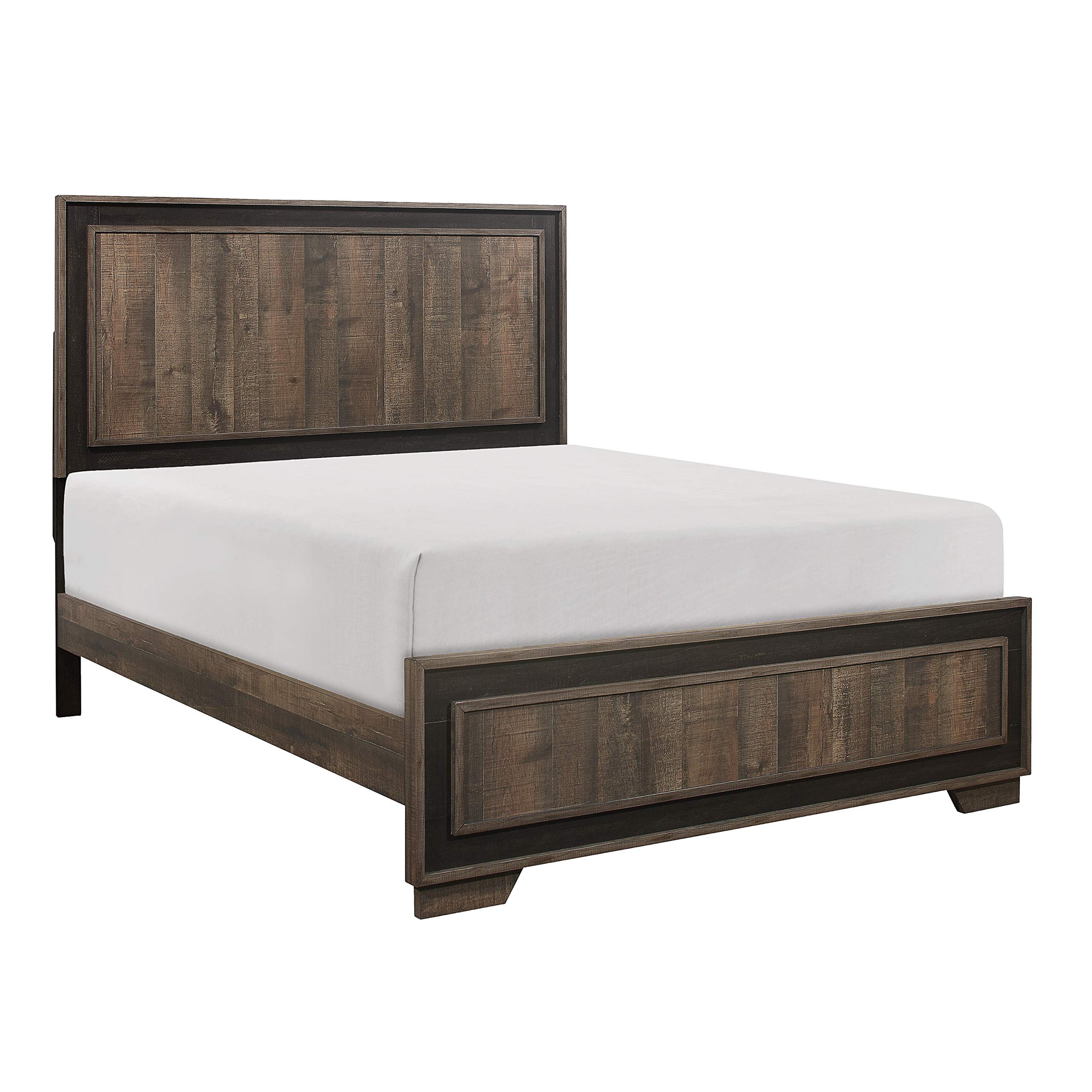 Lexicon Ennis Panel Bed - Full Size Two-Tone Wooden Bed Frame with Headboard | Modern Bedroom Furniture for Guest Rooms & Master Suites