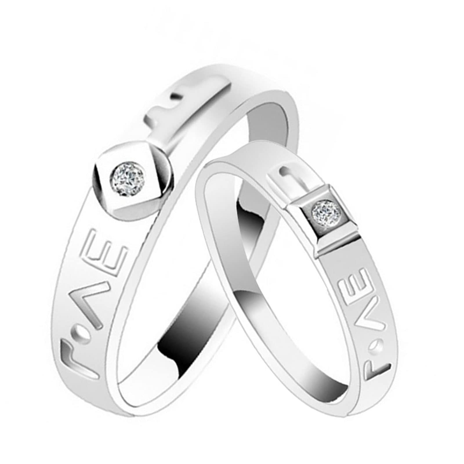 Diamond Matching Couples Rings for Him and Her - Sterling Silver/10K/14K/18K Wedding Promise Rings with Free Engraving - Perfect for Anniversaries, Engagements & Romantic Gifts