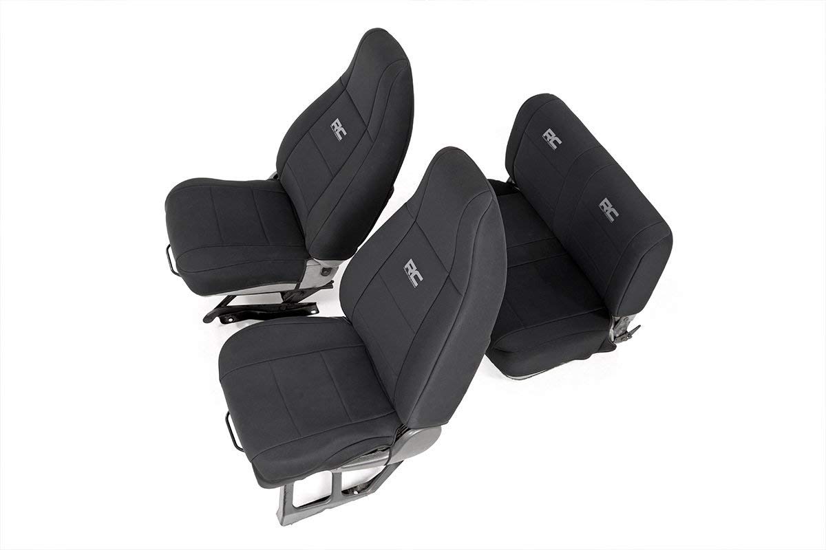 Rough Country Neoprene Seat Covers for Jeep Wrangler YJ (1991-1995) - Waterproof & UV Resistant, Foam Padded Front & Rear Seat Cover Set - Perfect for Off-Roading, Camping & Outdoor Adventures