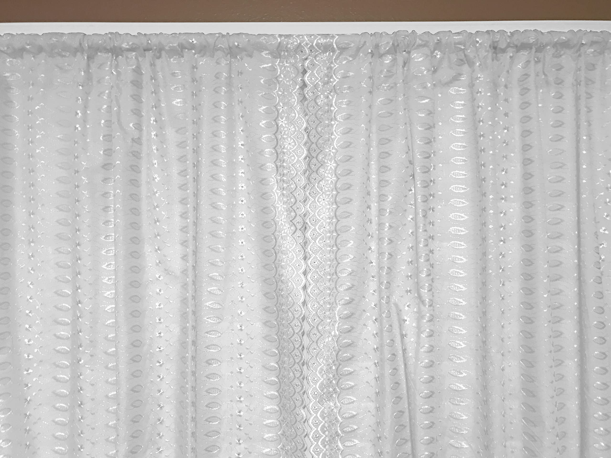 Cotton Eyelet Curtain Panels - 2 Piece Set for Kitchen & Photography (42x108