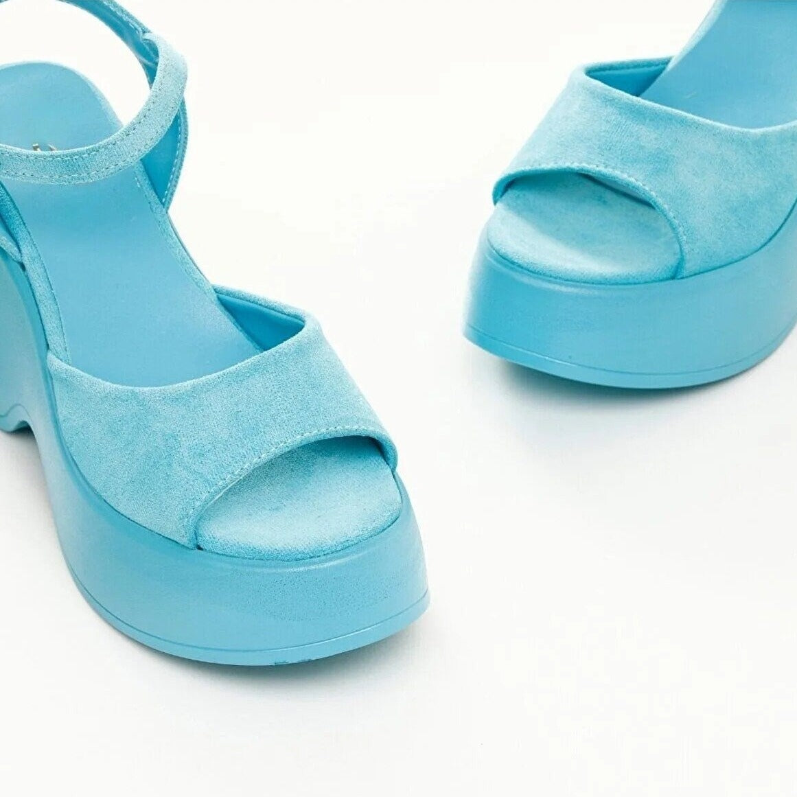 Barb Baby Blue Wedges - Women's Comfortable Chunky Heel Sandals for Summer, Beach & Casual Outings | Perfect for Weddings, Parties & Everyday Wear