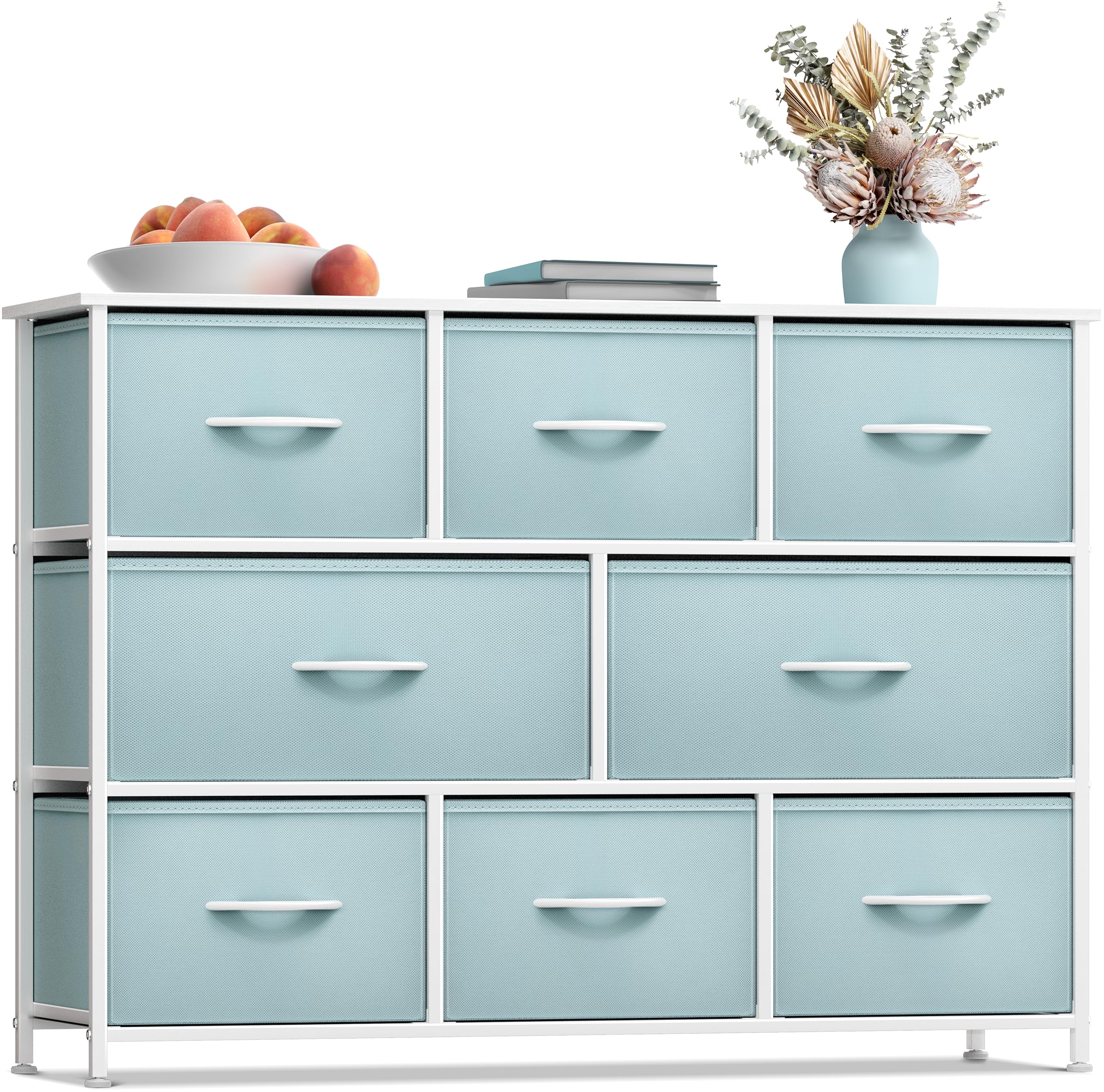 Sorbus 8-Drawer Kids Dresser with Steel Frame & Wood Top - Fabric Bin Organizer for Clothes, Nursery, Bedroom & Closet - Sturdy Children's Storage Furniture for Toys, Blankets & Baby Essentials