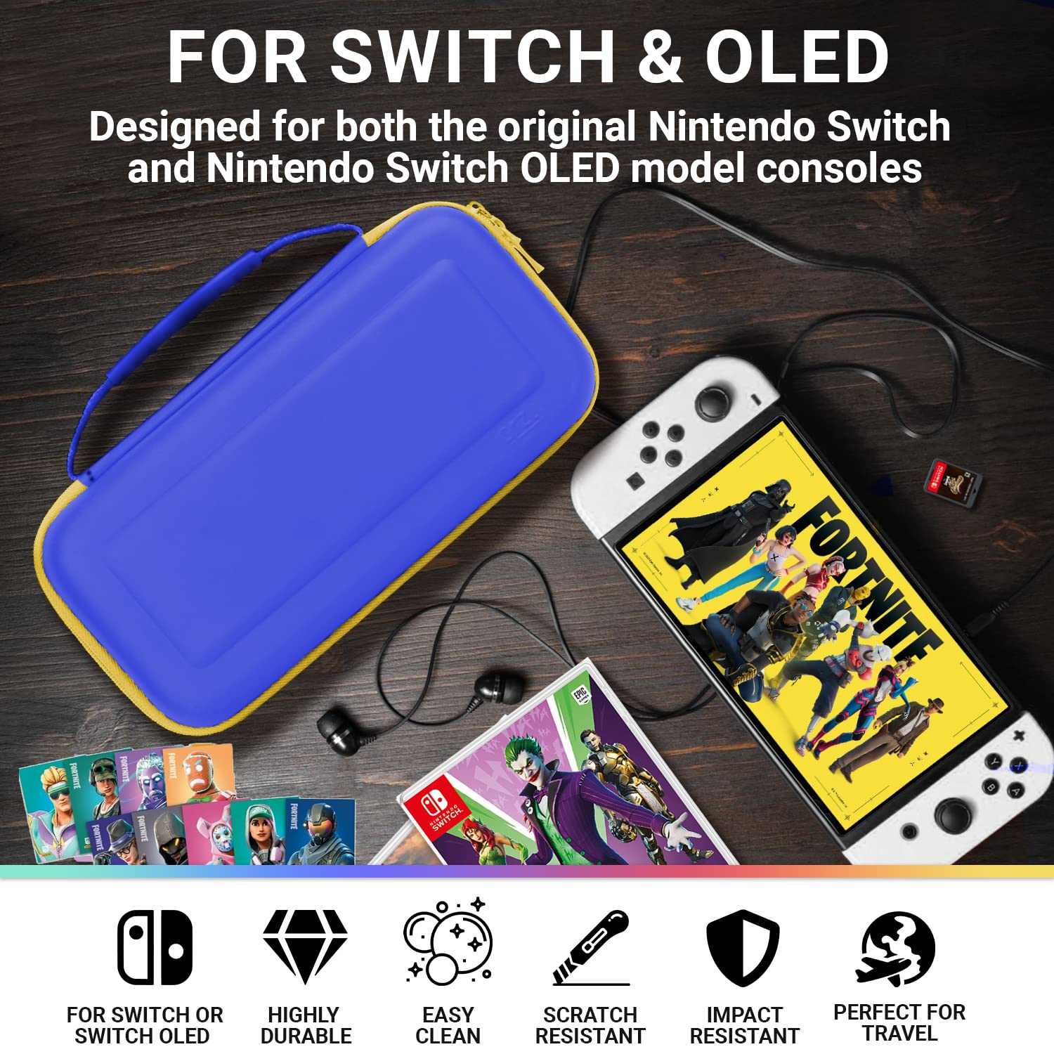 Orzly Protective Carry Case for Nintendo Switch OLED Console - Durable Travel Case with Accessories & Game Storage Compartment - Easy Clean Design - Gift Box Edition - Perfect for Travel, Gaming On-The-Go & Home Storage
