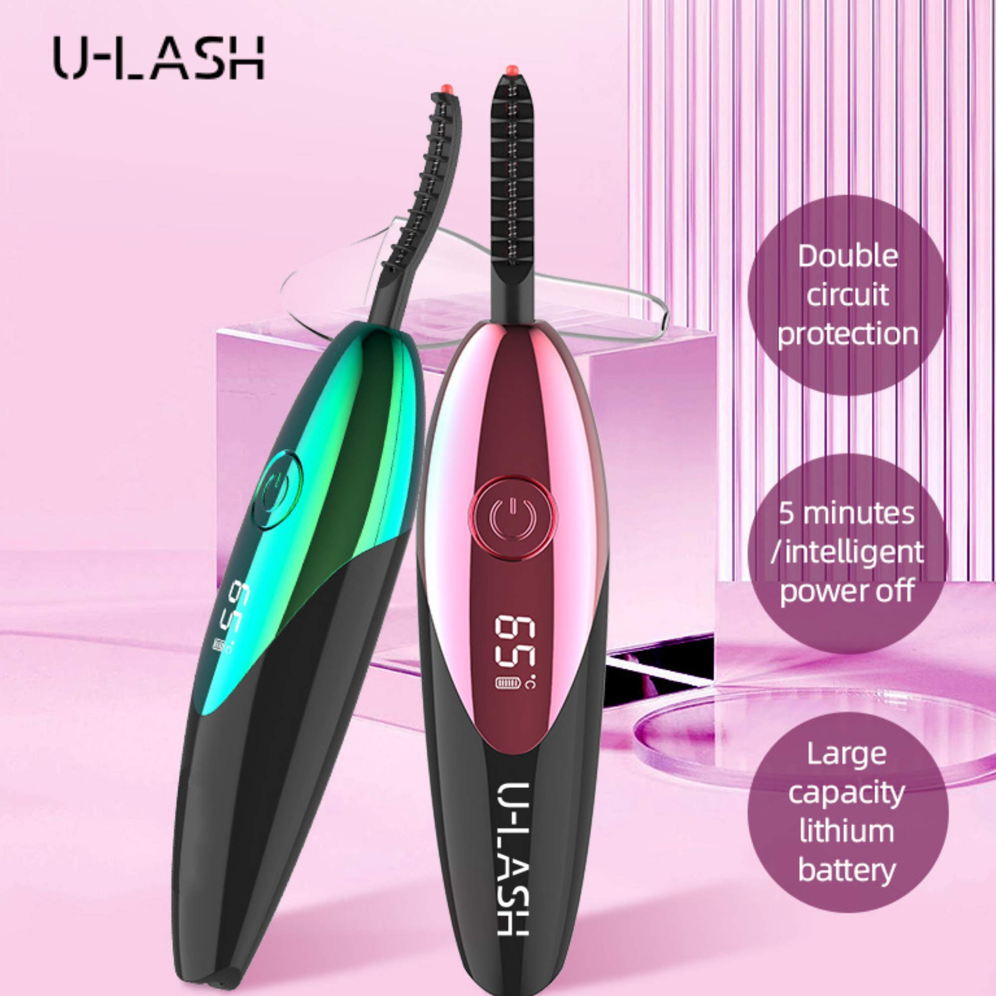 U-LASH Electric Eyelash Curler for Women - USB Rechargeable with LED Display, Fast & Natural Lash Curling, Waterproof Mascara-Friendly - Perfect for Daily Makeup, Parties & Special Occasions (Green)