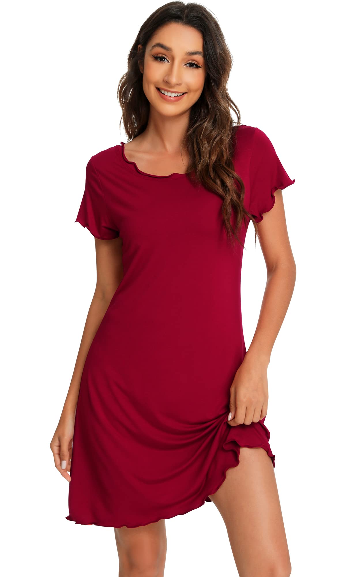 Soft Bamboo Nightgowns for Women - Lightweight Short Sleeve Sleep Shirts & Lounge Dresses - Plus Size S-4X - Perfect for Relaxing at Home, Sleeping & Summer Comfort