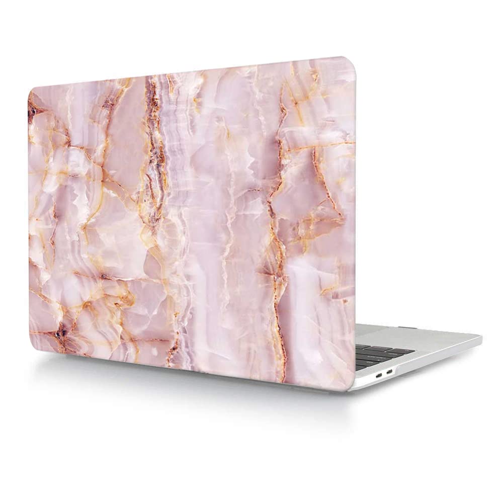 Pink Marble Hard Shell Case for MacBook Pro 14 Inch 2021 (Model A2442 M1 Pro/Max) - Protective Plastic Cover with Touch ID Compatibility | Perfect for Work, Travel & School