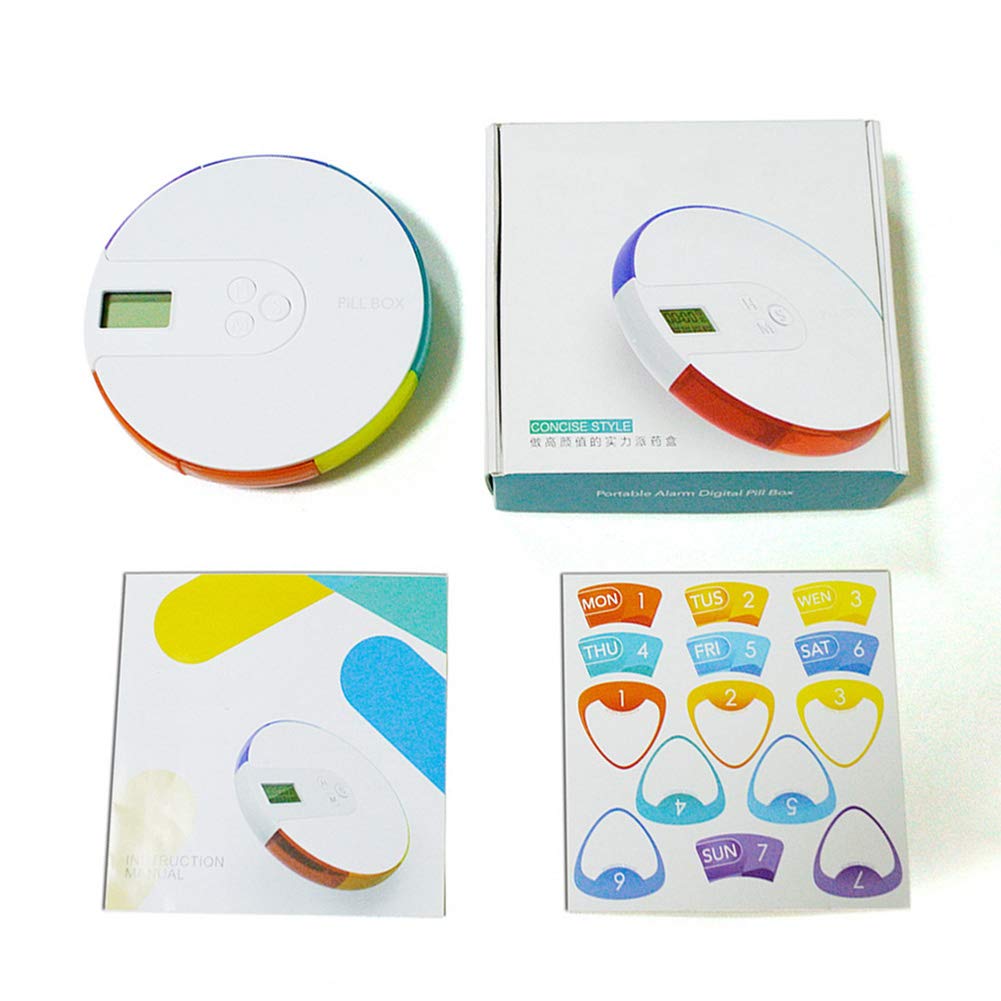 Dr. Lefran 7-Day Rainbow Pill Organizer with Intelligent Timer - Portable Travel Pill Box for Vitamins, Supplements & Medication - Perfect for Daily Use, Travel & Elderly Care
