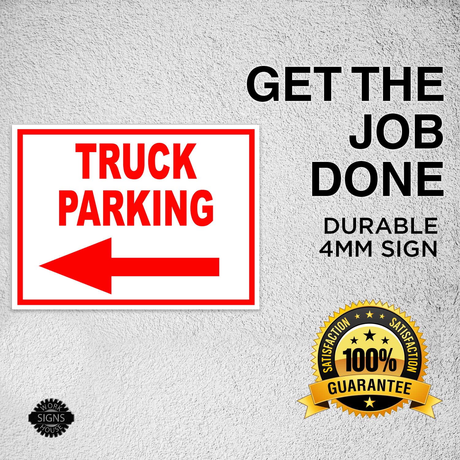 TRUCK PARKING LEFT ARROW RED YARD SIGN - 18