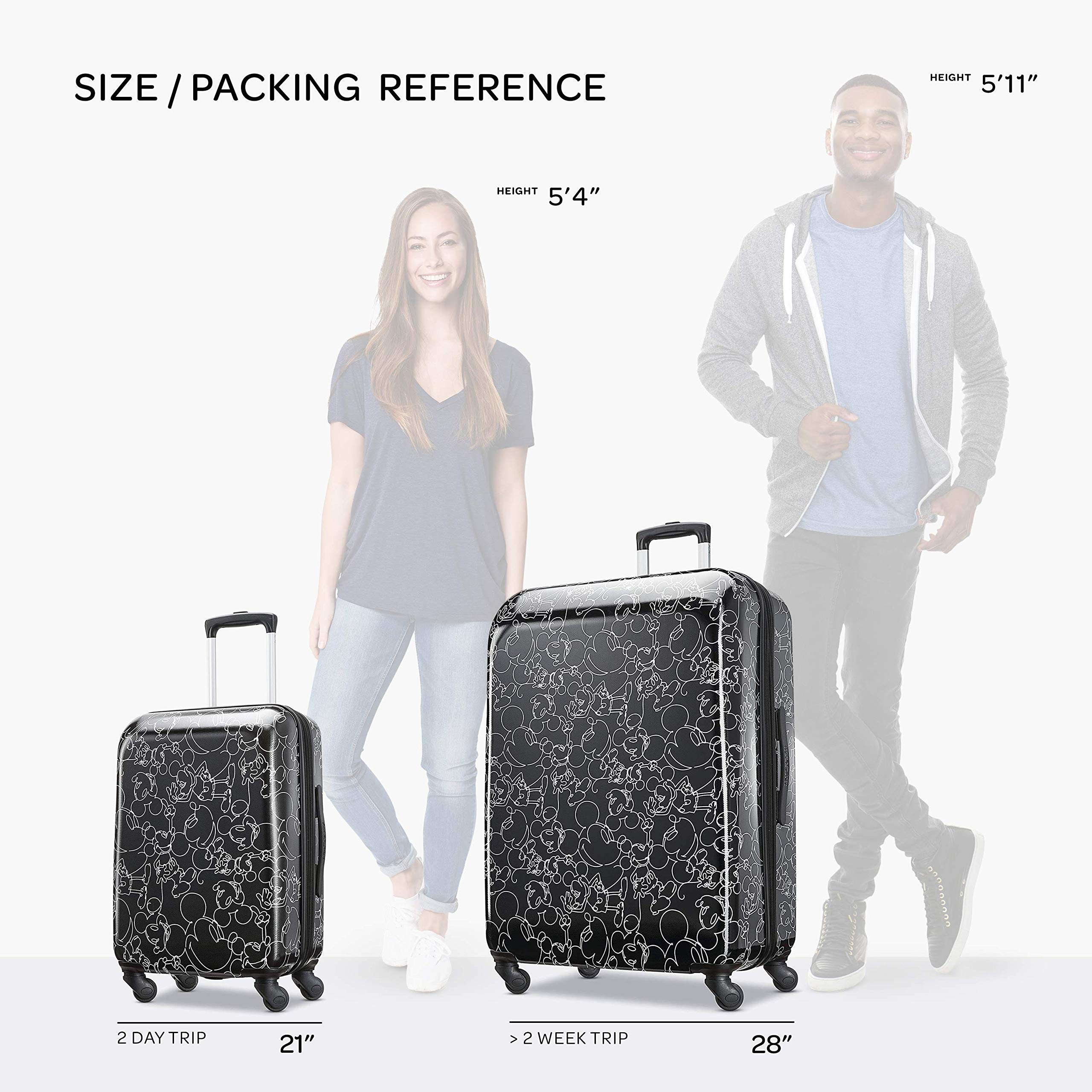 American Tourister Disney Mickey Mouse Scribbler Hardside Spinner Luggage 2-Piece Set (21/28 Inch) - Lightweight Durable Suitcase for Family Travel, Vacation & Airplane Carry-On
