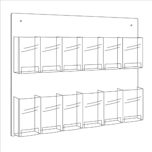 Safco 5671CL Clear Literature Display Holder - 12 Pamphlet Organizer for Brochures, Menus & Flyers - Perfect for Offices, Restaurants & Retail Stores