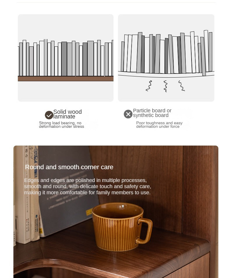 Solid Black Walnut Wood Corner Bookcase Shelf - Stylish Storage for Books, Decor & Small Spaces | Perfect for Living Room, Office & Bedroom Organization