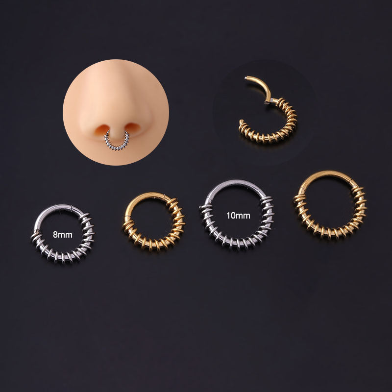 16G 8mm 10mm Stainless Steel Wire Wrap Nose Septum Ring - HSPJ718 | Hypoallergenic Body Jewelry for Women & Men | Perfect for Septum Piercing, Nose Hoops & Boho Style
