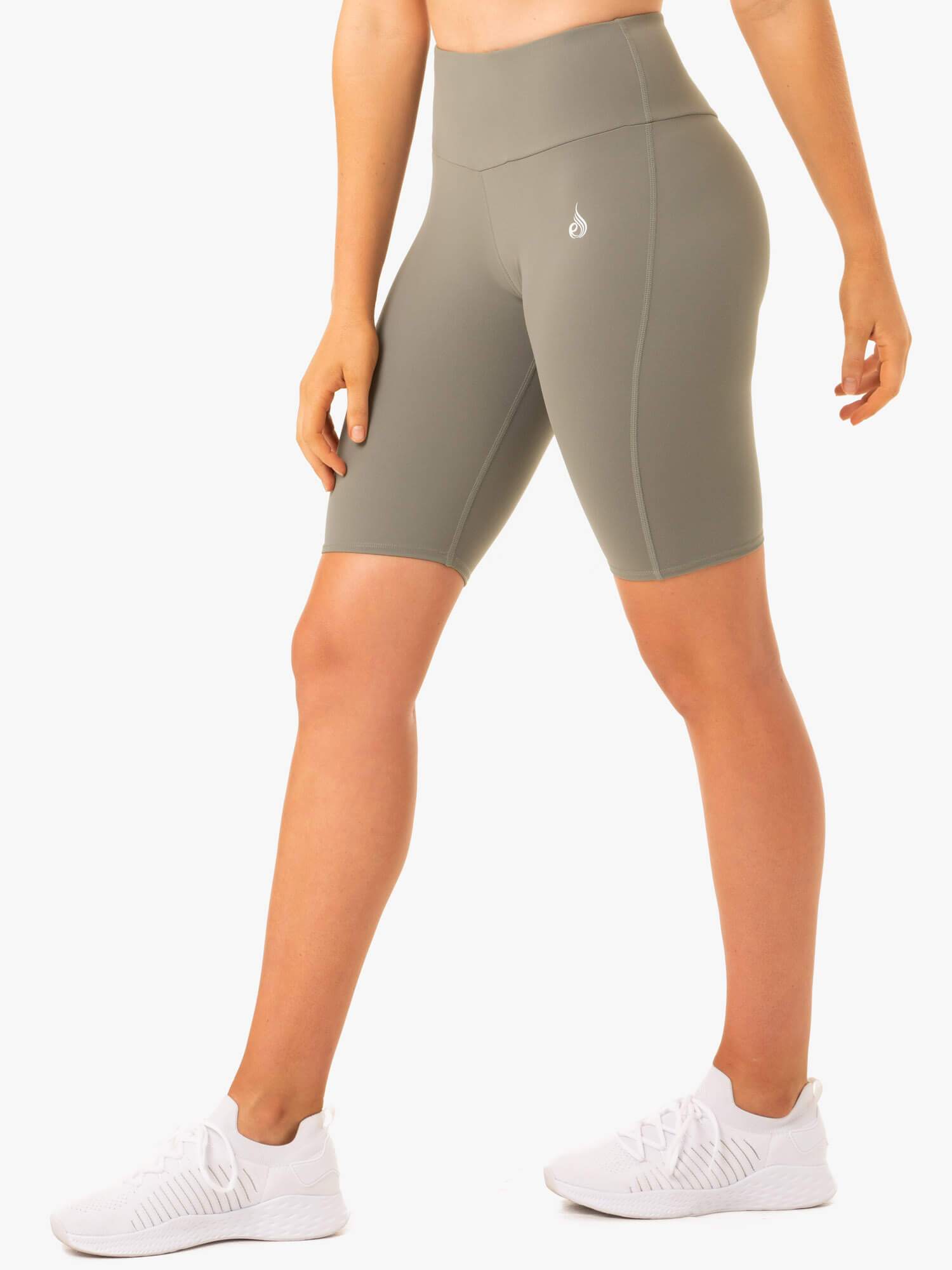 Staples Scrunch Bum Bike Shorts for Women - High Waisted Khaki Workout Shorts | Perfect for Yoga, Gym, Running & Casual Wear