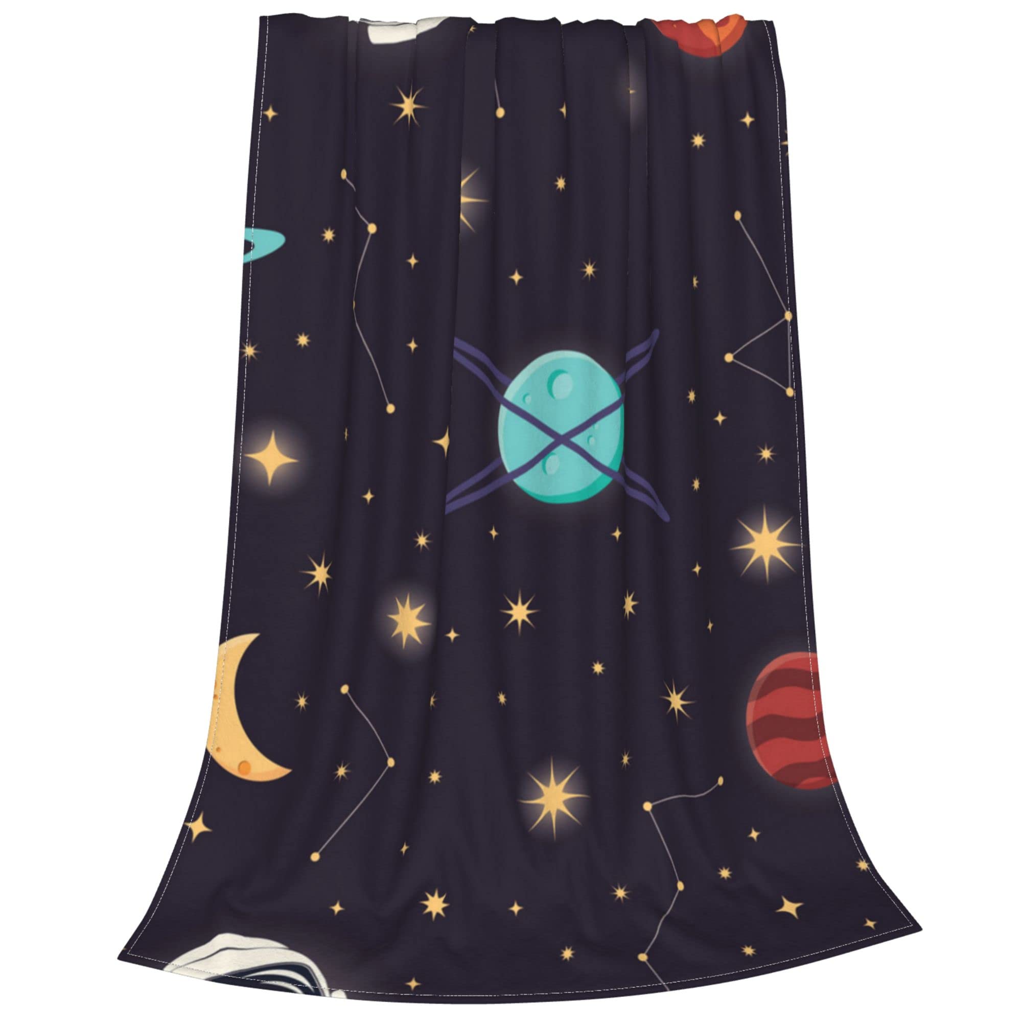 Soft Microfiber Fleece Blanket for Boys & Girls - Lightweight Summer Throw with Universe Planets Stars Astronaut Design - Warm Cozy Queen Size Blanket for Couch, Bed, Sofa - Perfect for Nap, Sleep & Home Decor