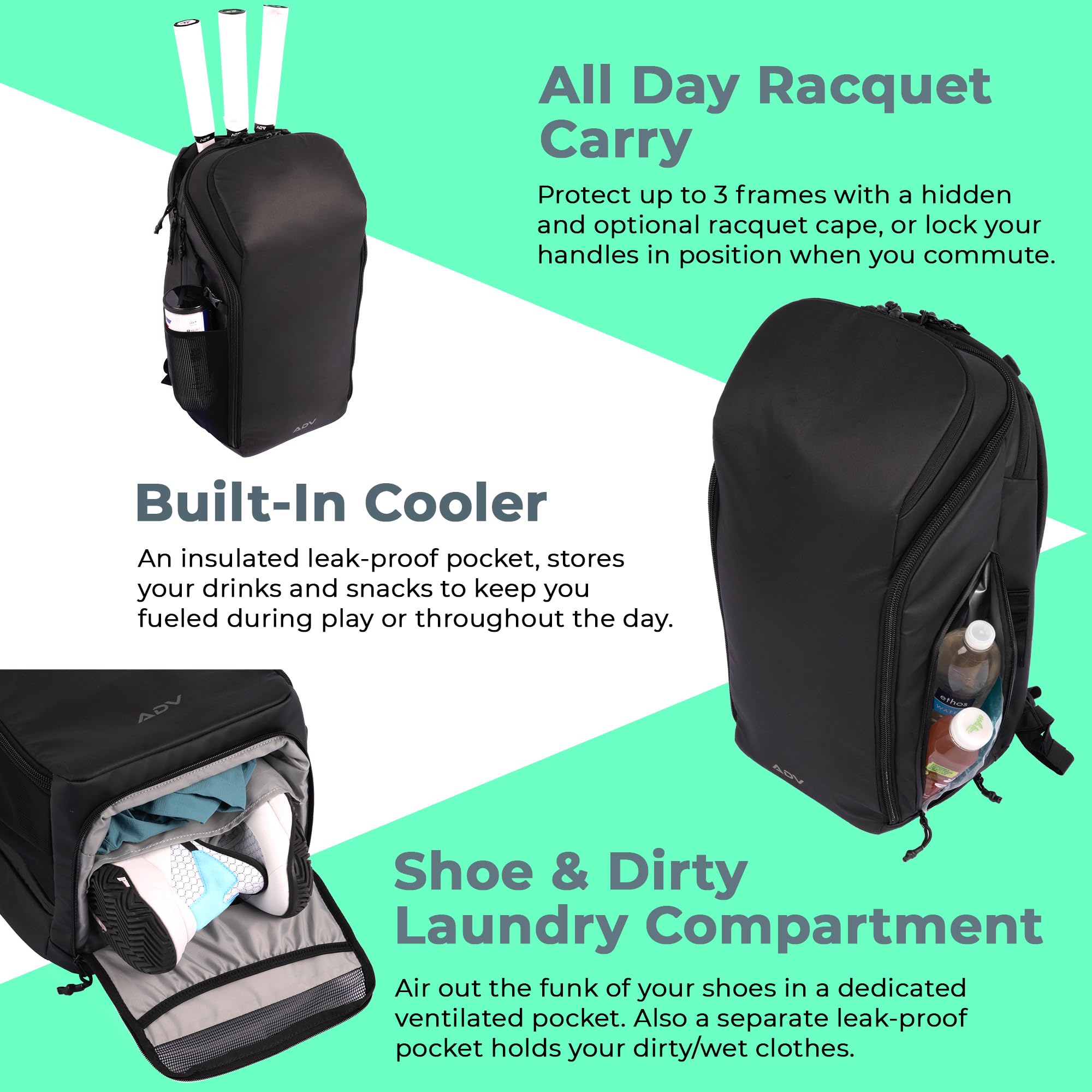 Premium Tennis & Pickleball Backpack V2 - Multi-Functional Sports Bag with Cooler Pocket, Ventilated Shoe Compartment & Smart Organization | Ideal for Tennis, Pickleball, Gym & Travel | Men & Women