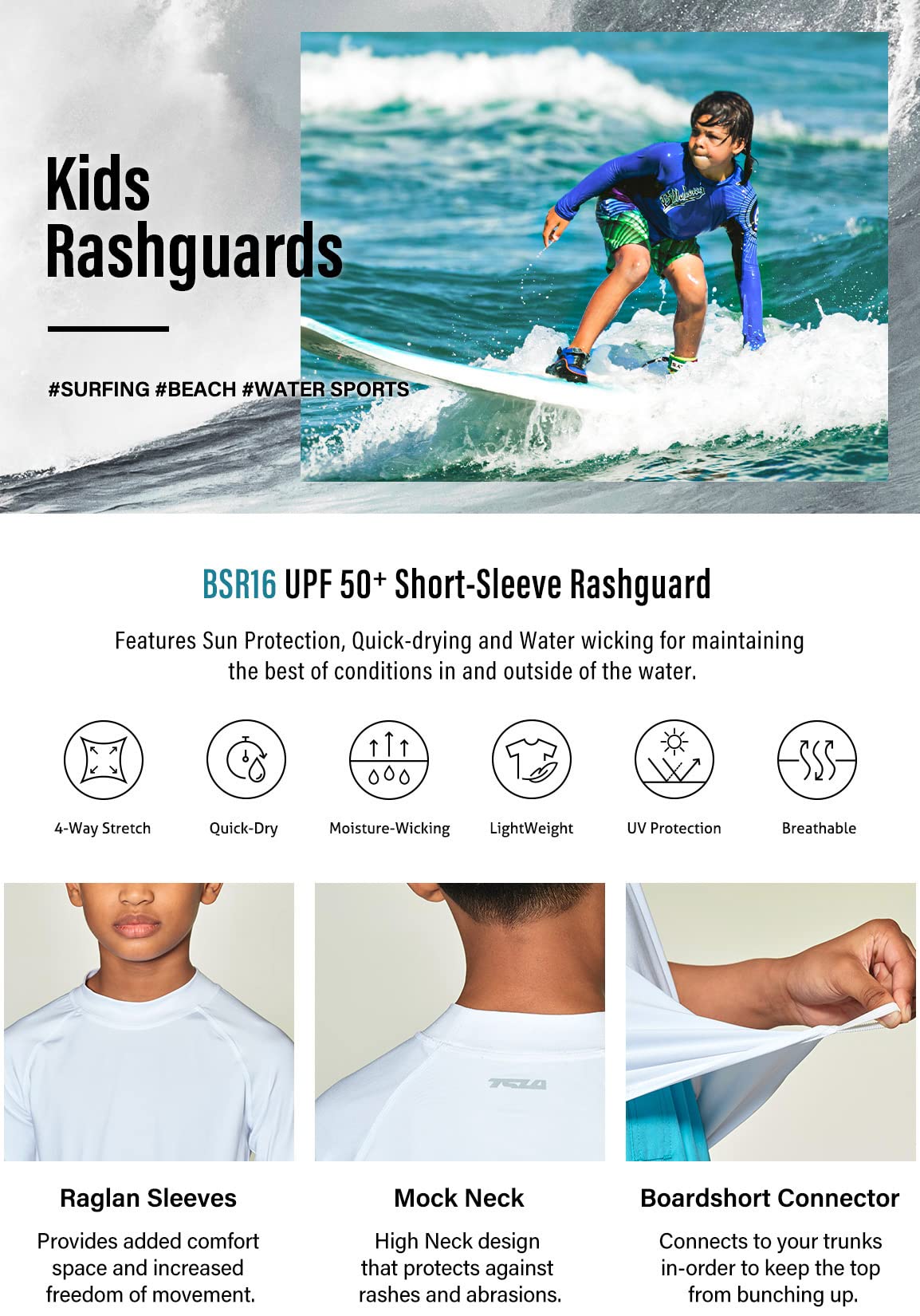 TSLA UPF 50+ Kids Sun Protection Rash Guard Shirt - Short Sleeve UV Swim Top for Boys & Girls - Lightweight Quick-Dry Surf & Swimwear for Beach, Pool & Water Sports