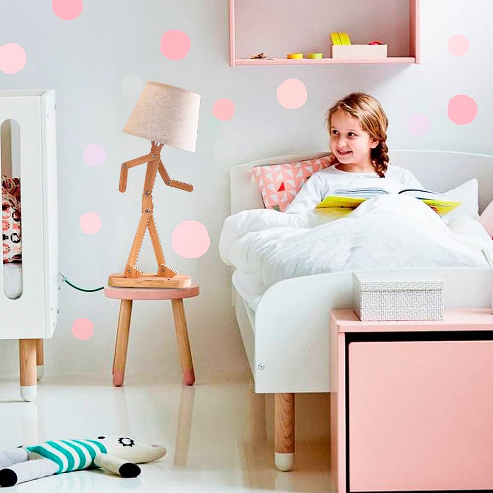 Adjustable Wooden Desk Lamp with Swing Arm - Cute Nightstand Light for Bedroom, Living Room, Office & Dorm - E12 Bulb Compatible - Perfect for Reading, Studying & Bedside Lighting