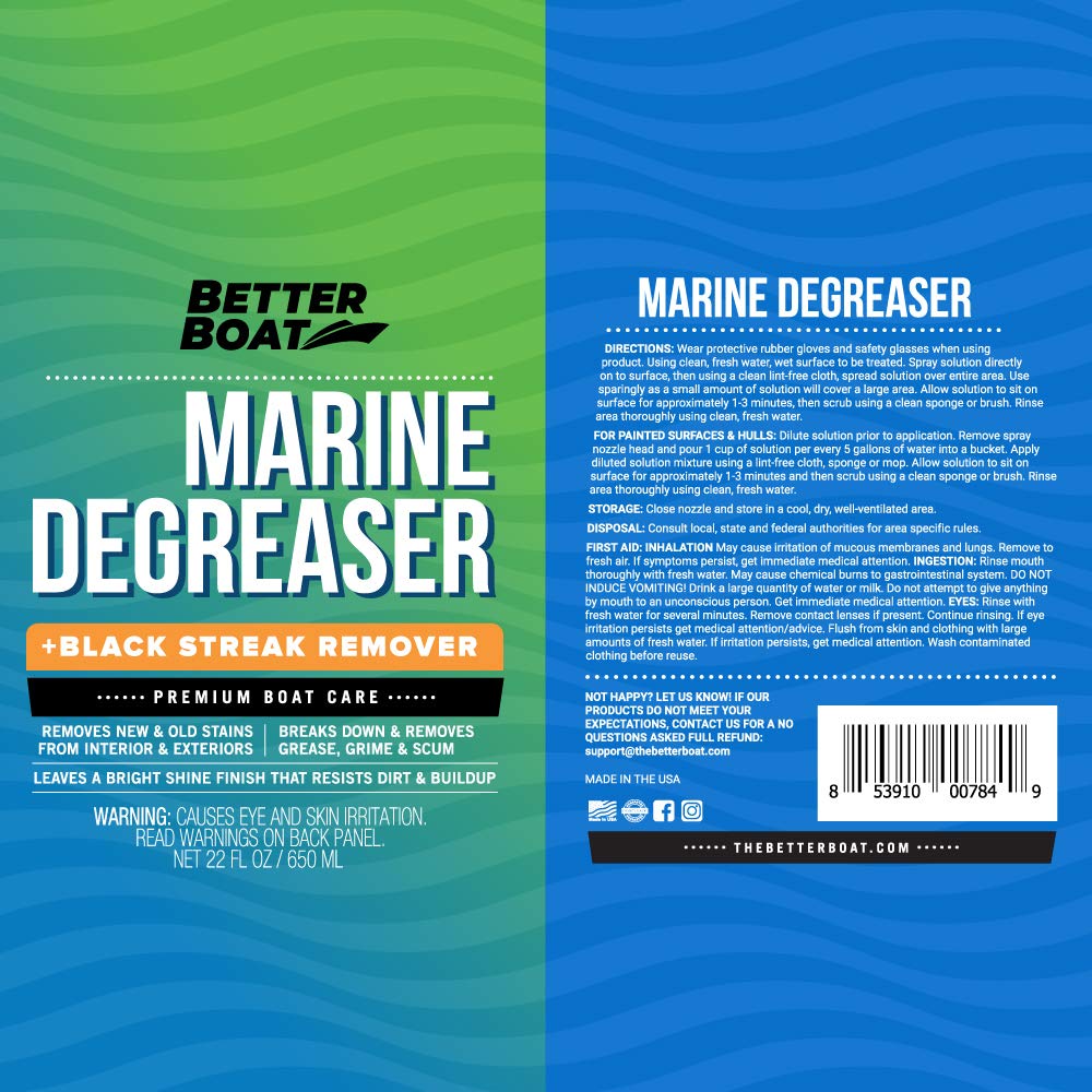 **Heavy Duty Marine Degreaser & Black Streak Remover – Commercial Grade Fiberglass & Engine Cleaner for Boats, Cars, RVs, Auto Parts – Super Grease Cleaner for Tough Stains & Grime (Perfect for Marine, Automotive & Industrial Use)**