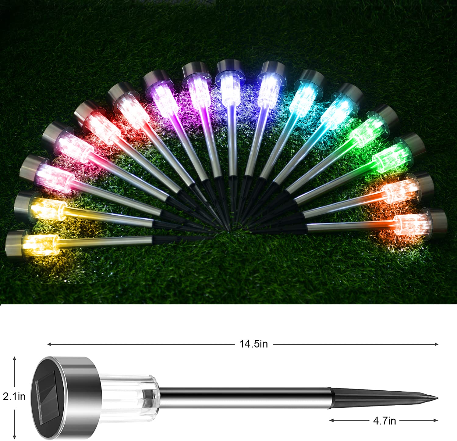 16 Pack Solar Outdoor Christmas Lights - Waterproof Steel Garden Lights with Auto On/Off, Bright for 10 Hours - Perfect for Pathway, Walkway, Patio, Yard, Lawn & Driveway Decoration