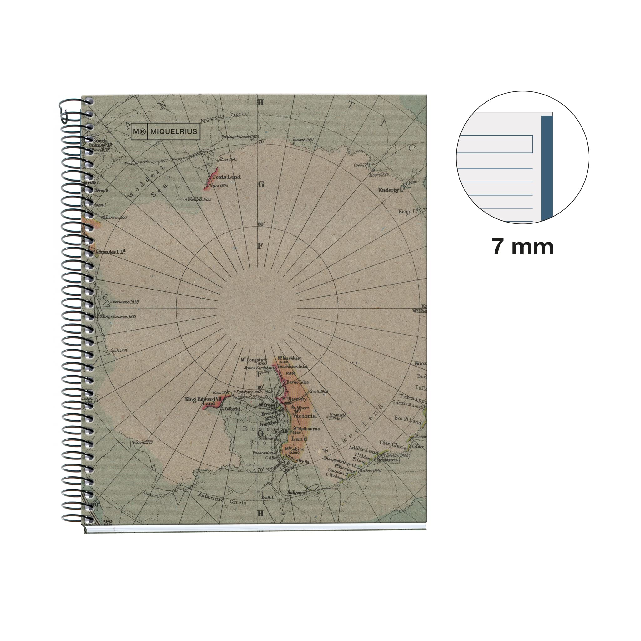 Eco-Friendly Recycled Notebook by Miquelrius - A5 Size, 80 Sheets, 80g Horizontal Lined Paper, 2-Hole Punch, Sustainable Cardboard Cover - Perfect for School, Office & Journaling