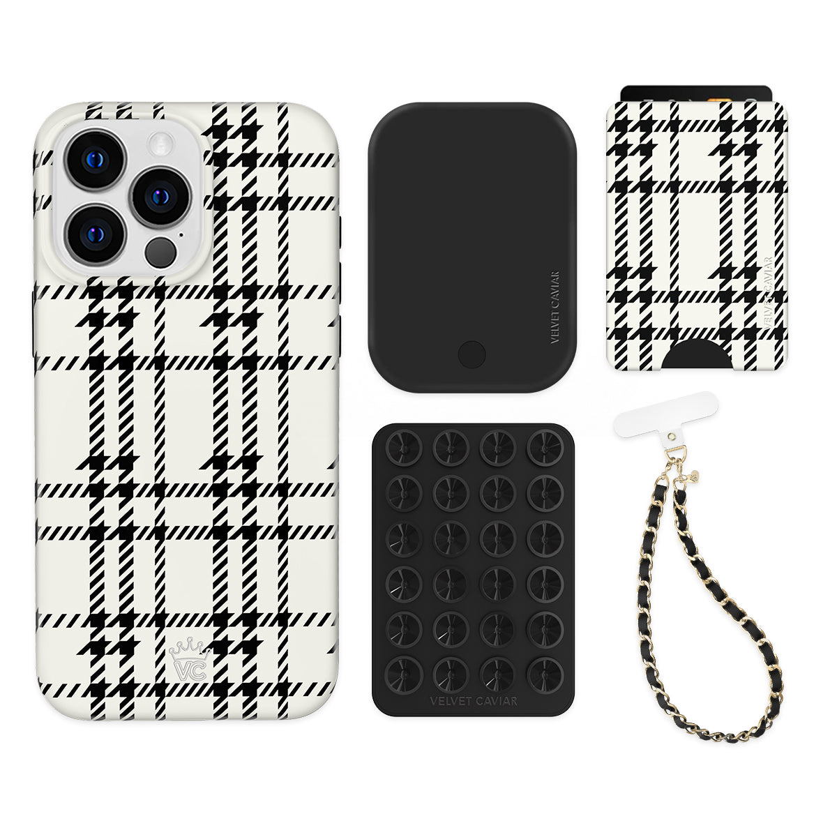 Houndstooth Sweater iPhone Case with Wallet - Stylish Phone Accessories for Women & Men | Perfect for Work, Travel & Everyday Use