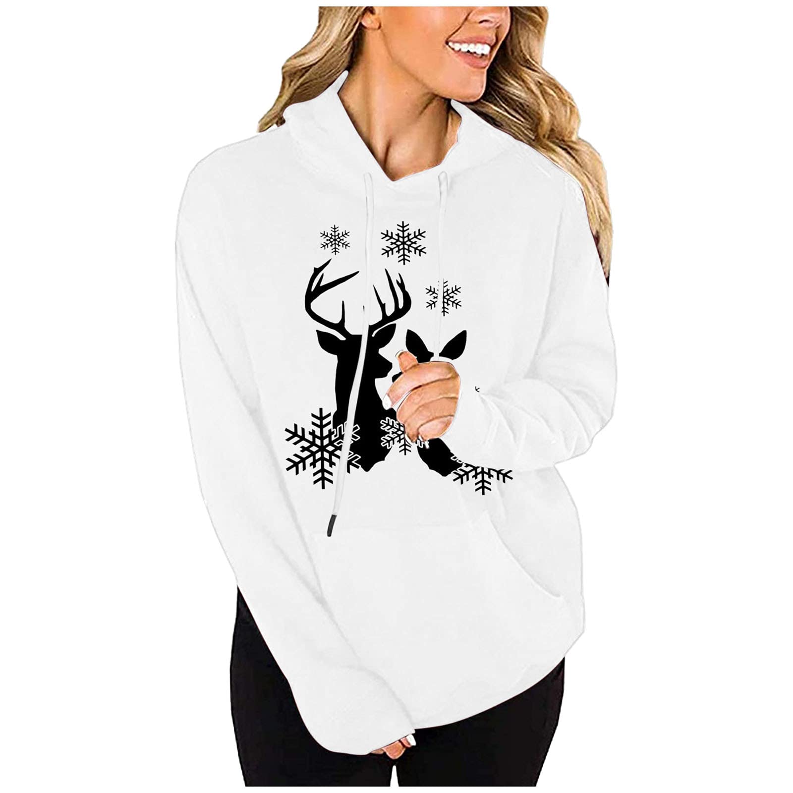 Women's Christmas Zip Up Hoodie - Long Sleeve Printed Pullover Sweatshirt & Casual Tunic Top | Cozy Holiday Wear for Winter Outfits & Festive Gatherings
