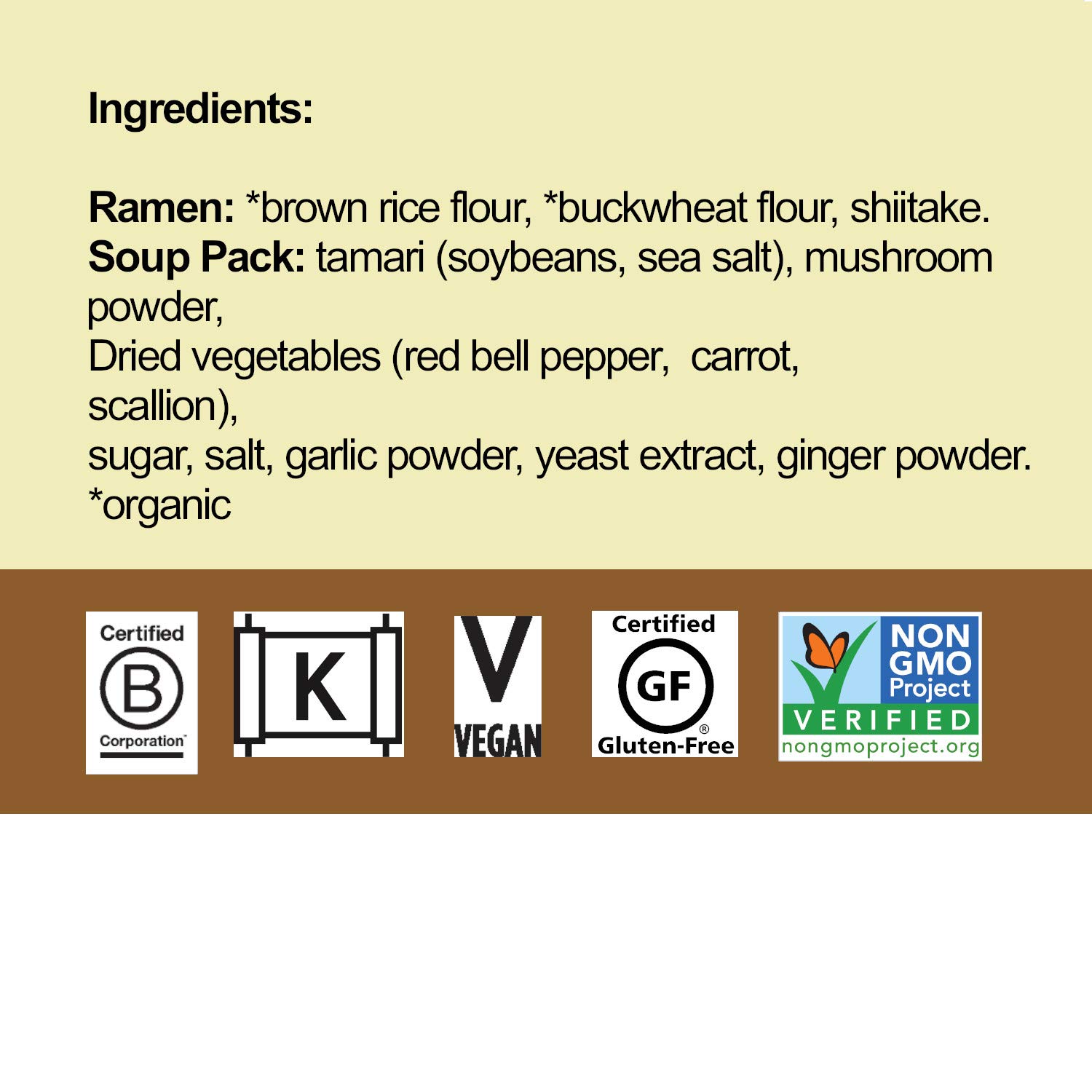 Lotus Foods Organic Buckwheat Mushroom Brown Rice Ramen Noodles & Soup - Gluten-Free, Vegan, Non-GMO - 2.8 Oz (Pack of 10) - Perfect for Quick Meals, Camping & Healthy Eating
