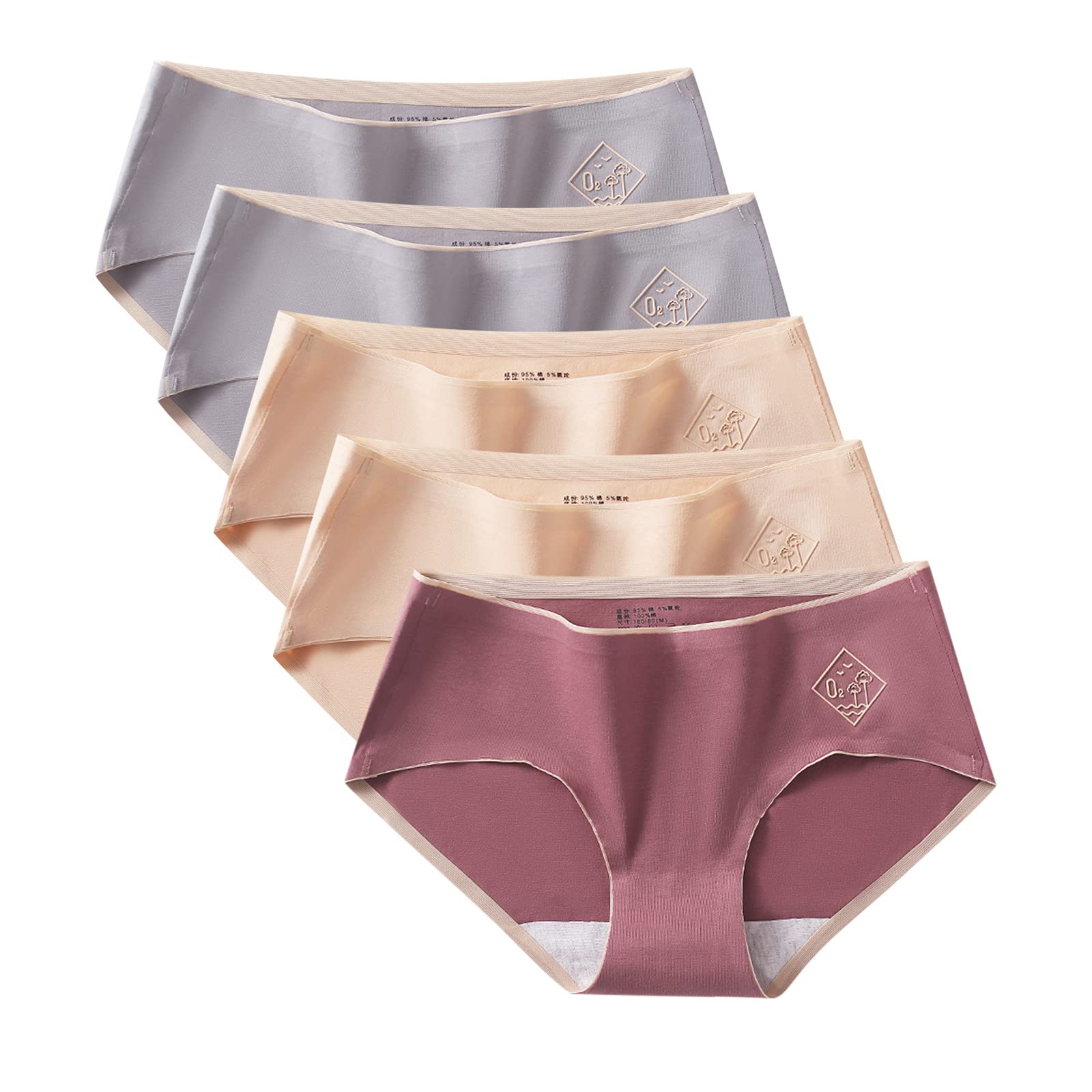 **Seamless Women's Underwear - 5-Pack Sexy Solid Color Thin Briefs with Non-Mid Waist | Comfortable for Daily Wear, Yoga & Sleep**