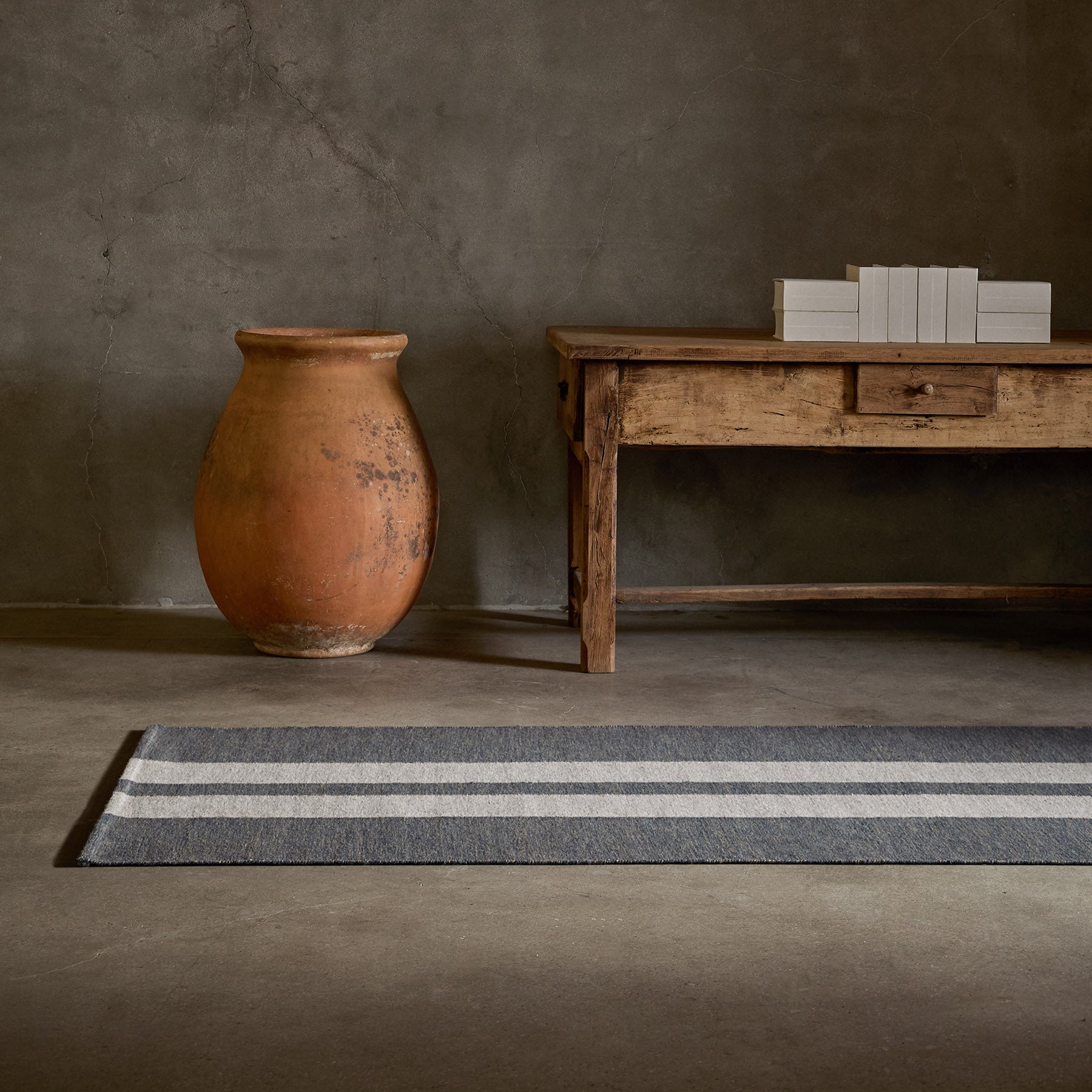 Double Stripe Non-Slip Runner Rug - Gunmetal Marle & Pearl Grey - Perfect for Hallways, Bedrooms, and Living Room Decor
