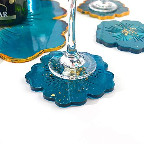 6-Piece Silicone Resin Coaster Molds Set for DIY Epoxy Agate Coasters - Faux Agate Slices Making Kit for Home Decor, Tabletop Protection & Unique Gift Ideas
