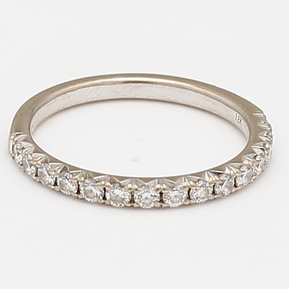 0.45 Carat Round Brilliant H VS2 Diamond 18K White Gold Wedding Band Ring for Women - Perfect Engagement, Anniversary & Bridal Jewelry Gift