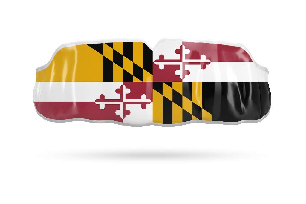 Custom-Fit Impact Mouthguard for Boxing, MMA & Muay Thai - Professional Sports Mouth Protection for Youth & Adults - Maryland State Flag Design - Perfect for Training, Sparring & Competition