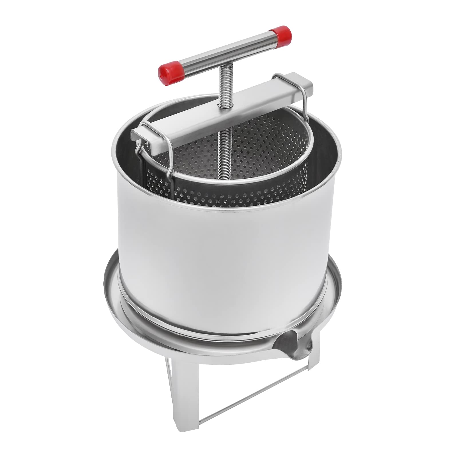 12.6L/3.32Gal Stainless Steel Fruit Wine Press - Manual Apple Cider Press for Juice Making, Perfect for Apples, Grapes, Berries, Vegetables, Honey & Olive Oil - Ideal for Home Brewing, Winemaking & DIY Kitchen Projects