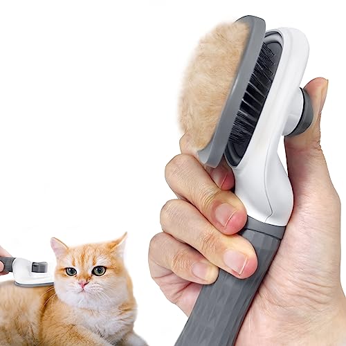 ELS PET Self Cleaning Cat & Dog Brush for Shedding - Grooming Brush Removes Loose Undercoat with Massage Particles - Ideal for Long & Short Haired Pets - Perfect for Home Grooming & Pet Bonding Time