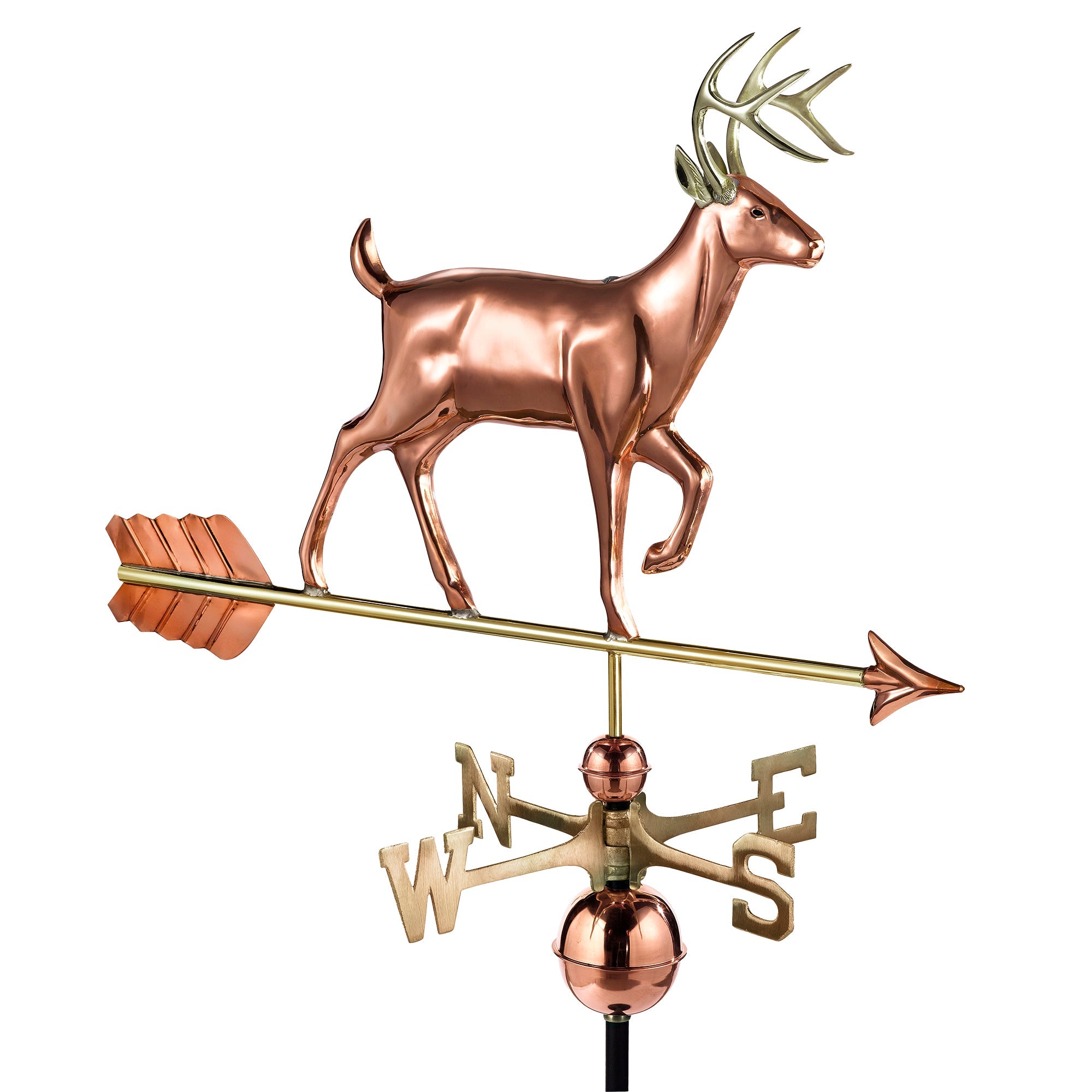 White Tail Buck Weathervane - Handcrafted Copper Deer Weather Vane for Roof, Garden & Barn Decor | Perfect for Outdoor Farmhouse, Rustic Cabin & Hunting Lodge Decorations