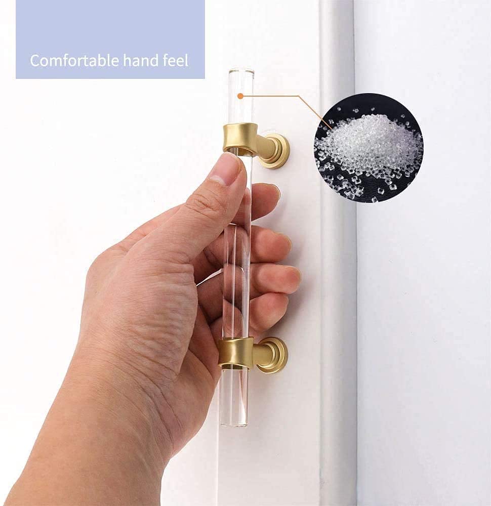 Homdiy 3-Inch Brass Cabinet Pulls with Acrylic Inserts - 30 Pack Gold Kitchen Cabinet Handles & Drawer Pulls (MO9165GD76) - Perfect for Cabinets, Dressers, and Furniture Upgrades