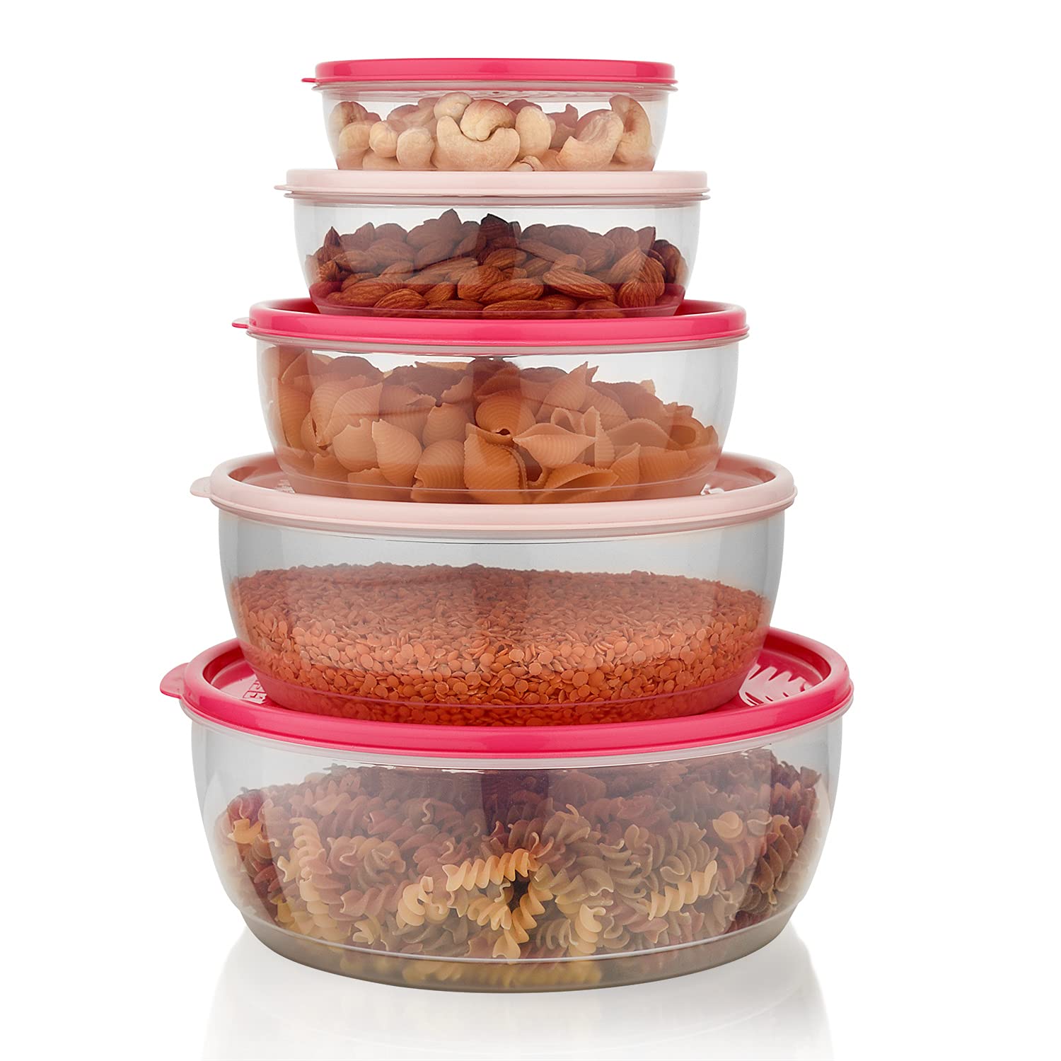 BPA-Free Airtight Plastic Kitchen Storage Containers Set - Perfect Seal Fridge Organizer, Food Prep Containers & Sprouts Grower Box | Durable Kitchen Organization for Meal Prep, Leftovers & Pantry Storage (Pink)