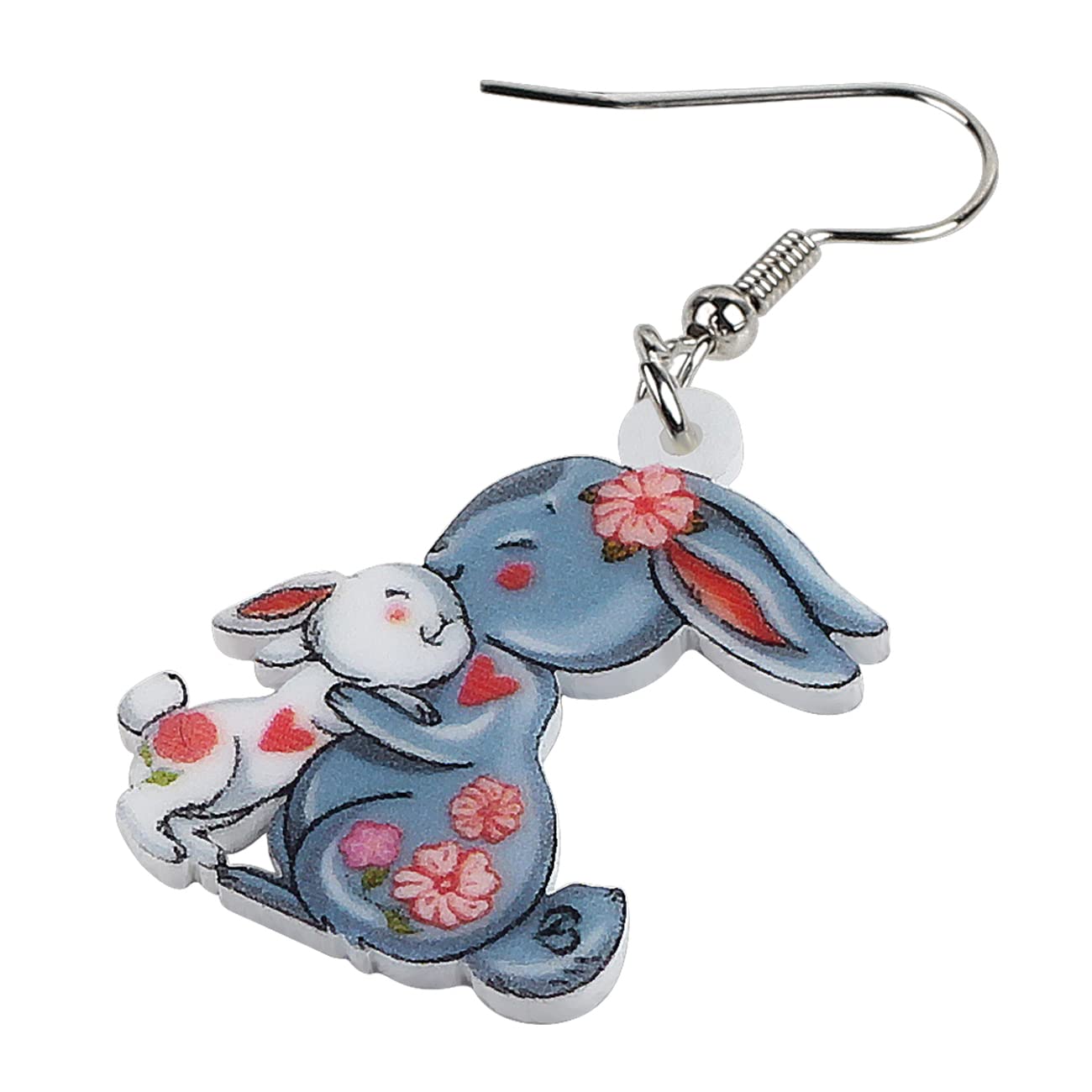 DOWAY Acrylic Easter Bunny Rabbit Earrings - Cute Drop Dangle Jewelry Gifts for Women & Girls - Funny Party Accessories for Easter, Spring Celebrations & Costume Events